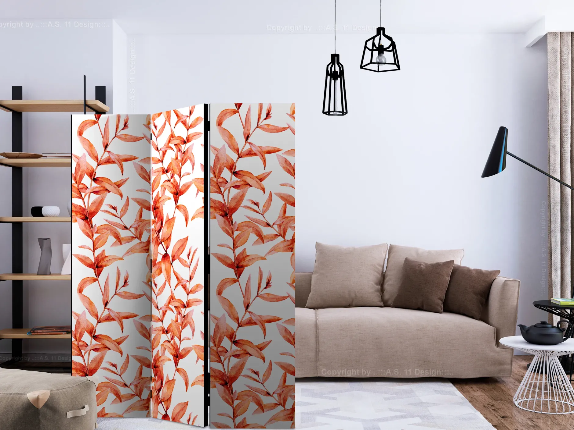 Paravent 'Coral Leaves'