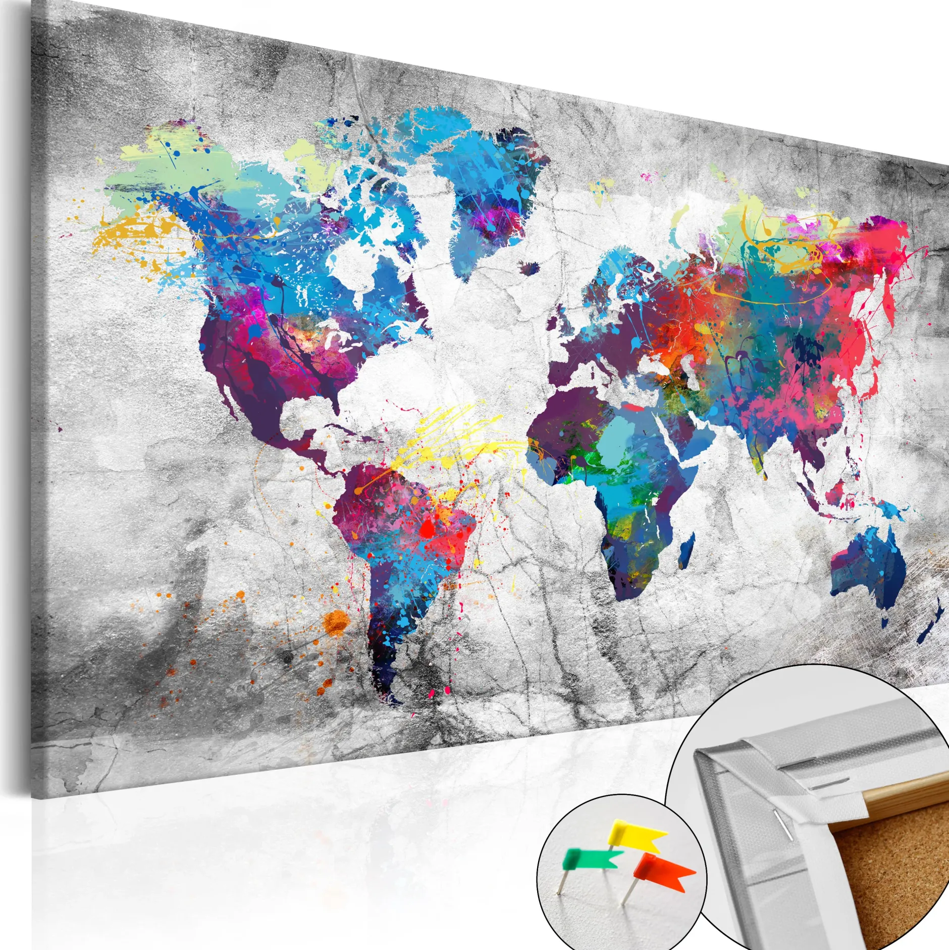 Pinnwand Bild 'World Map: Grey Style'