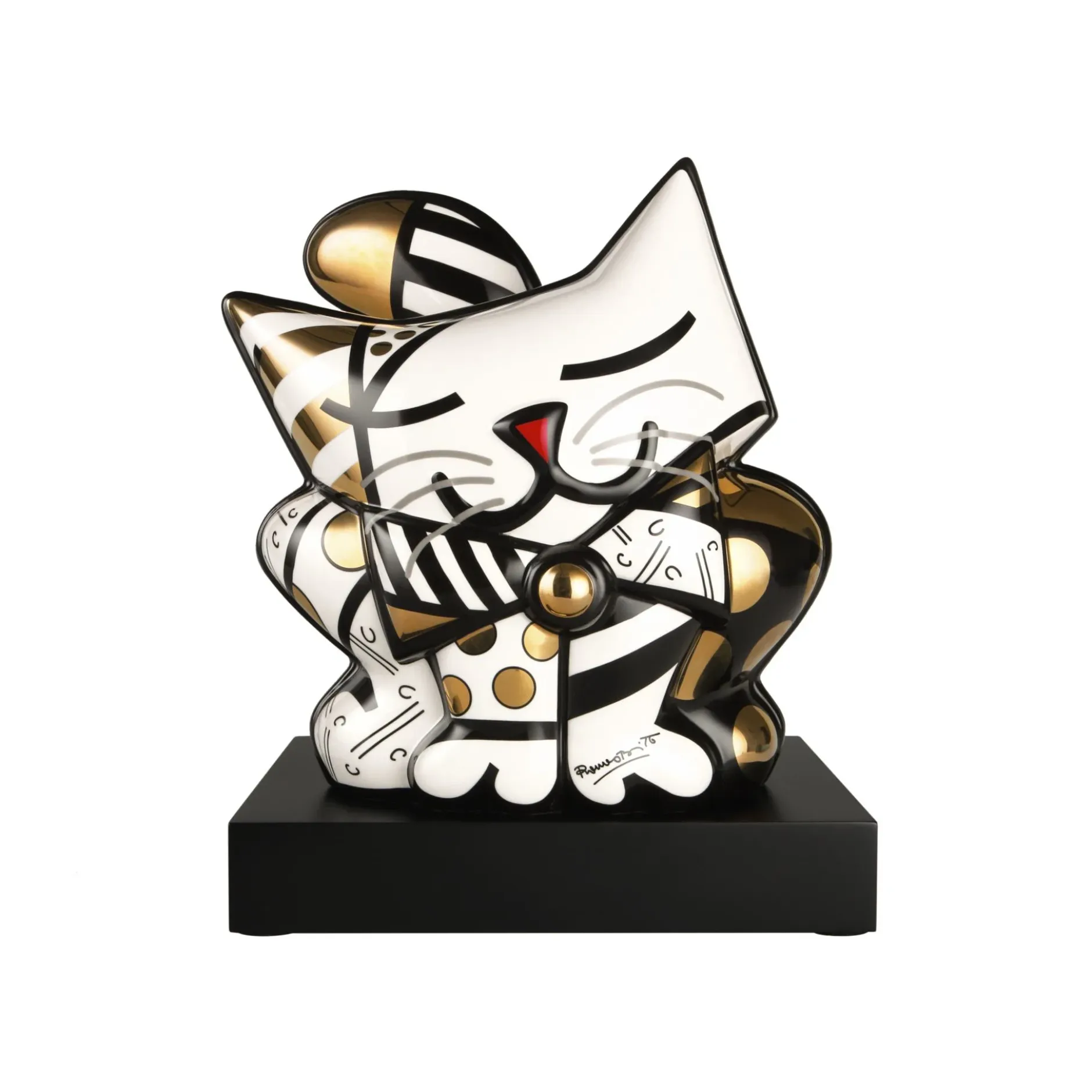 Porzellan Figur 'Golden Cat' von Romero Britto 21x31x25cm