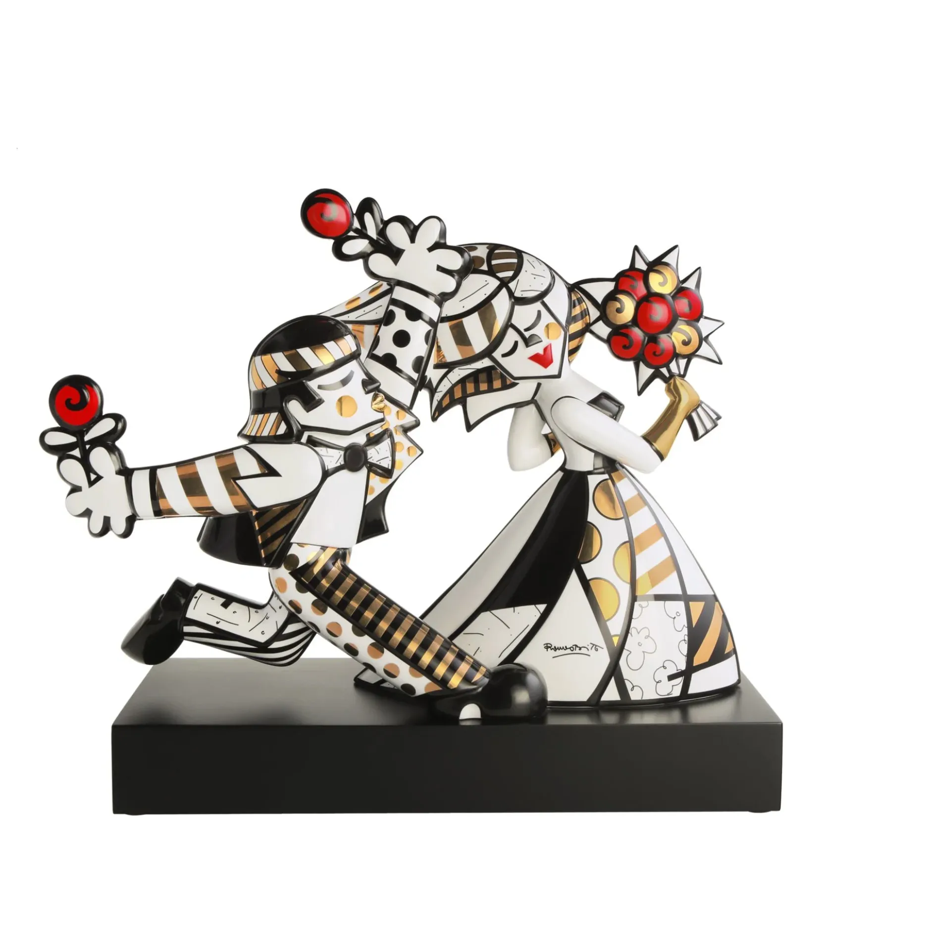 Porzellan Figur 'Golden Follow Me' von Romero Britto 17x41x48cm