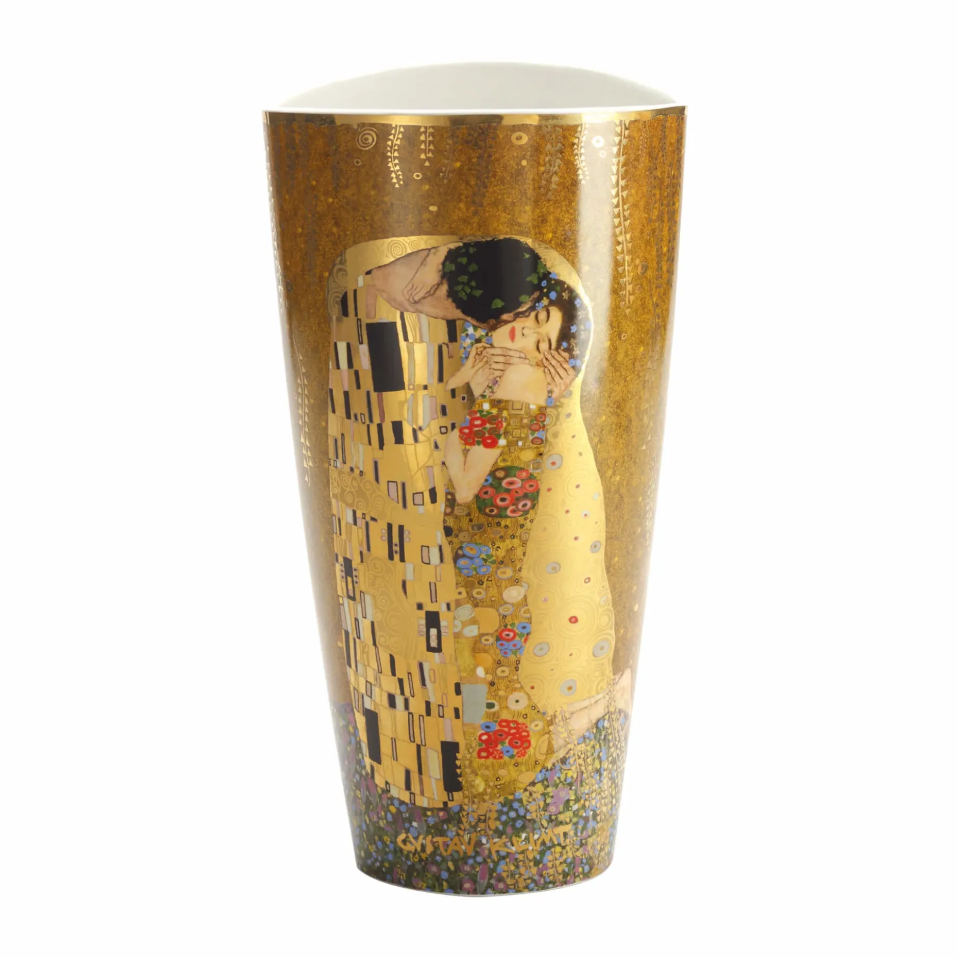 Porzellan Vase 'Gestillte Sehnsucht' von Gustav Klimt 15x28x11cm