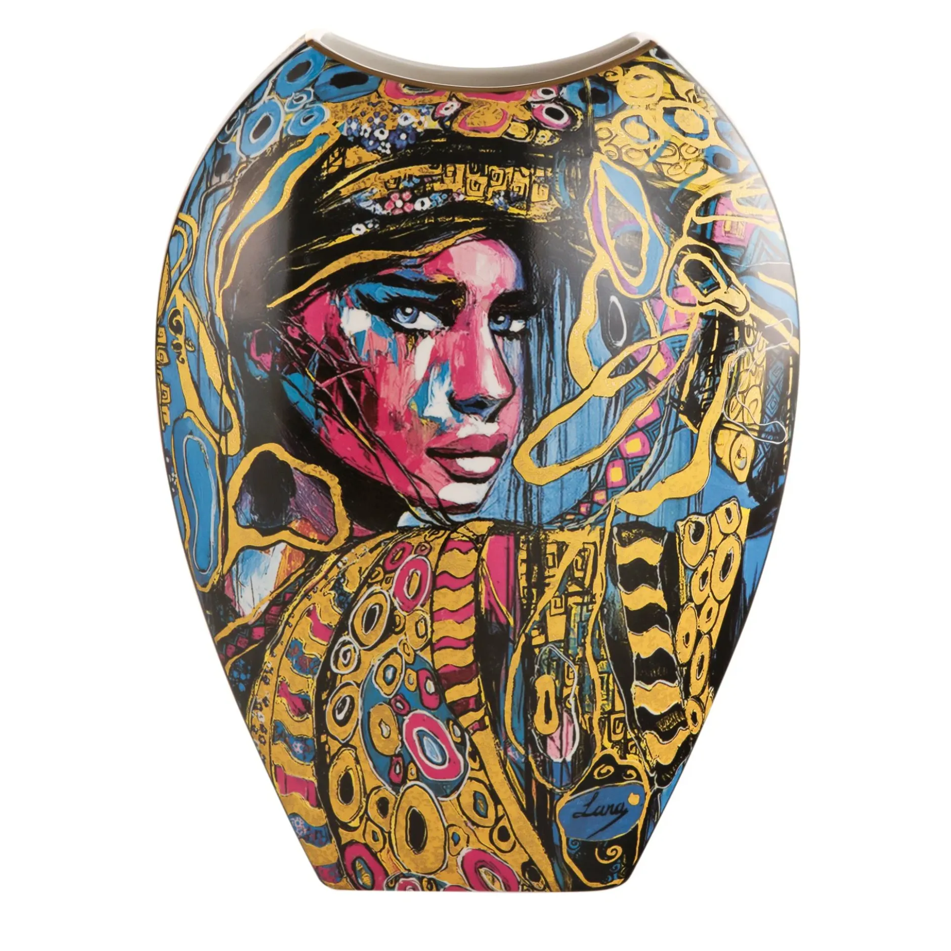 Porzellan Vase 'Golden Muse Aphrodite' von Lana Frey 11x30x22cm
