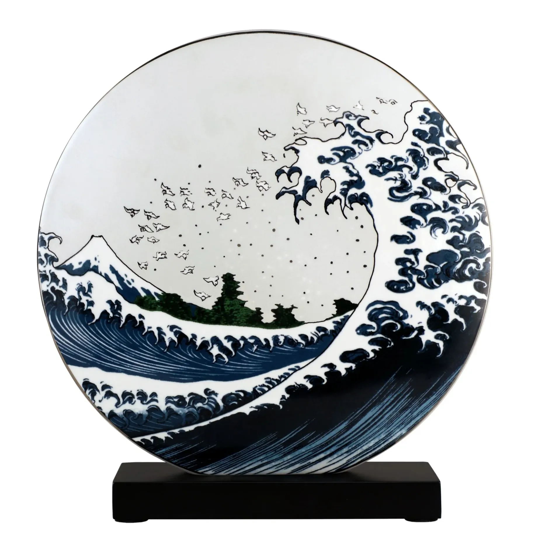 Porzellan Vase 'Great Wave Tribute' von Katsushika Hokusai 8x33,5x31cm