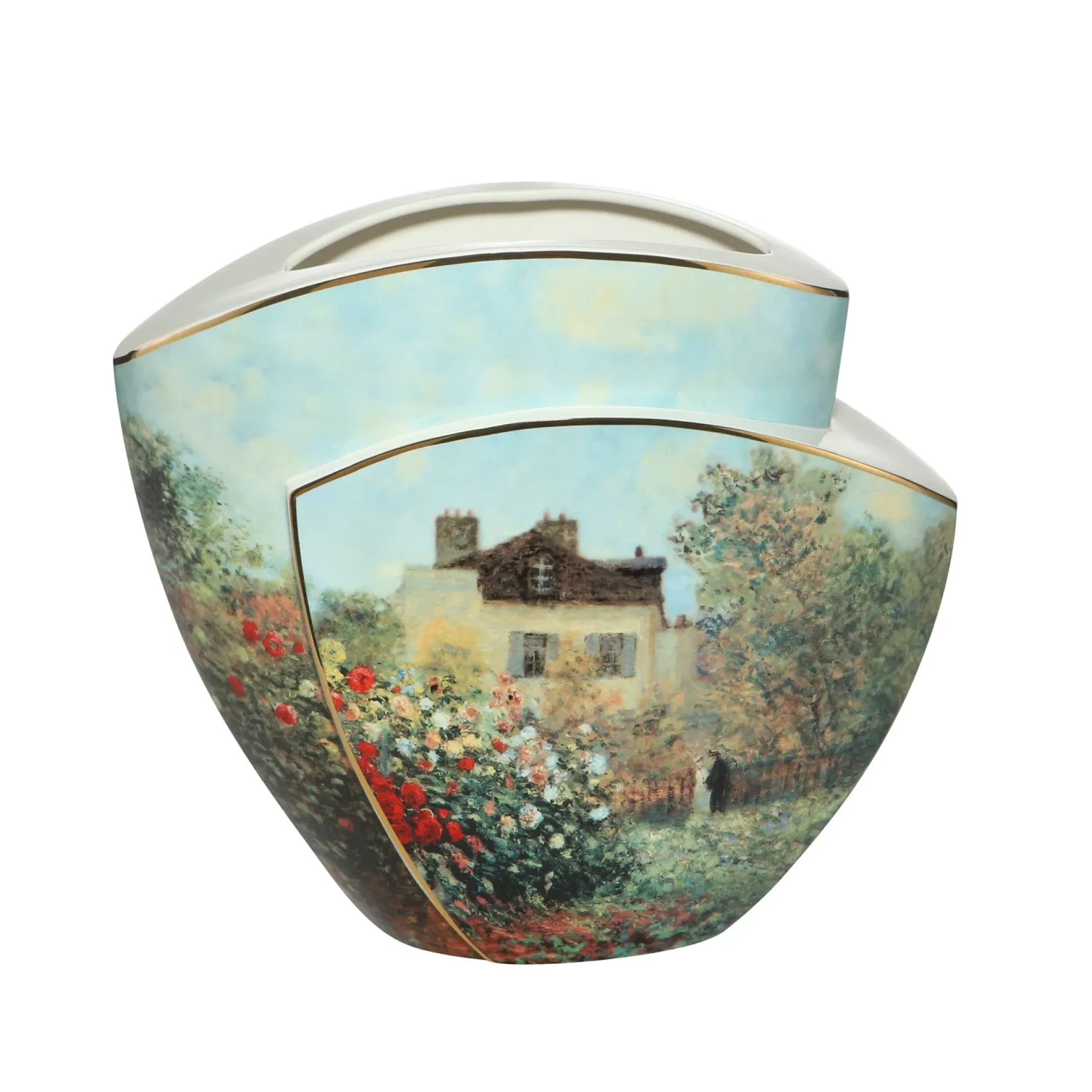 Porzellan Vase 'Idyllische Impression' von Claude Monet 33x29x16,5cm