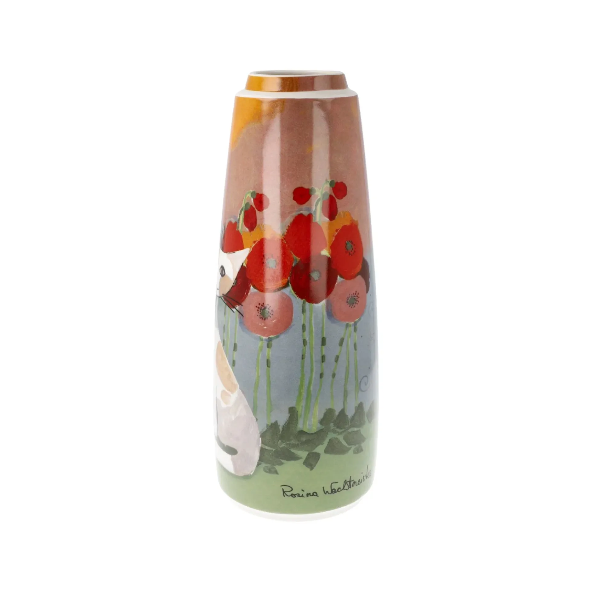 Porzellan Vase 'Summertime in the Garden' von Rosina Wachtmeister 10,5x26,5x10,5cm