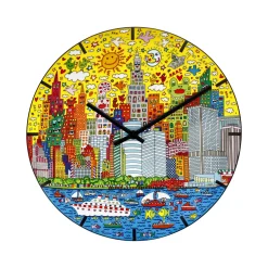Porzellan Wanduhr 'Colorful Cityscape' von James Rizzi