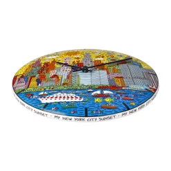 Porzellan Wanduhr 'Colorful Cityscape' von James Rizzi