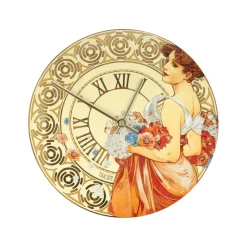 Porzellan Wanduhr 'Mucha Floral Beauty' von Alphonse Mucha