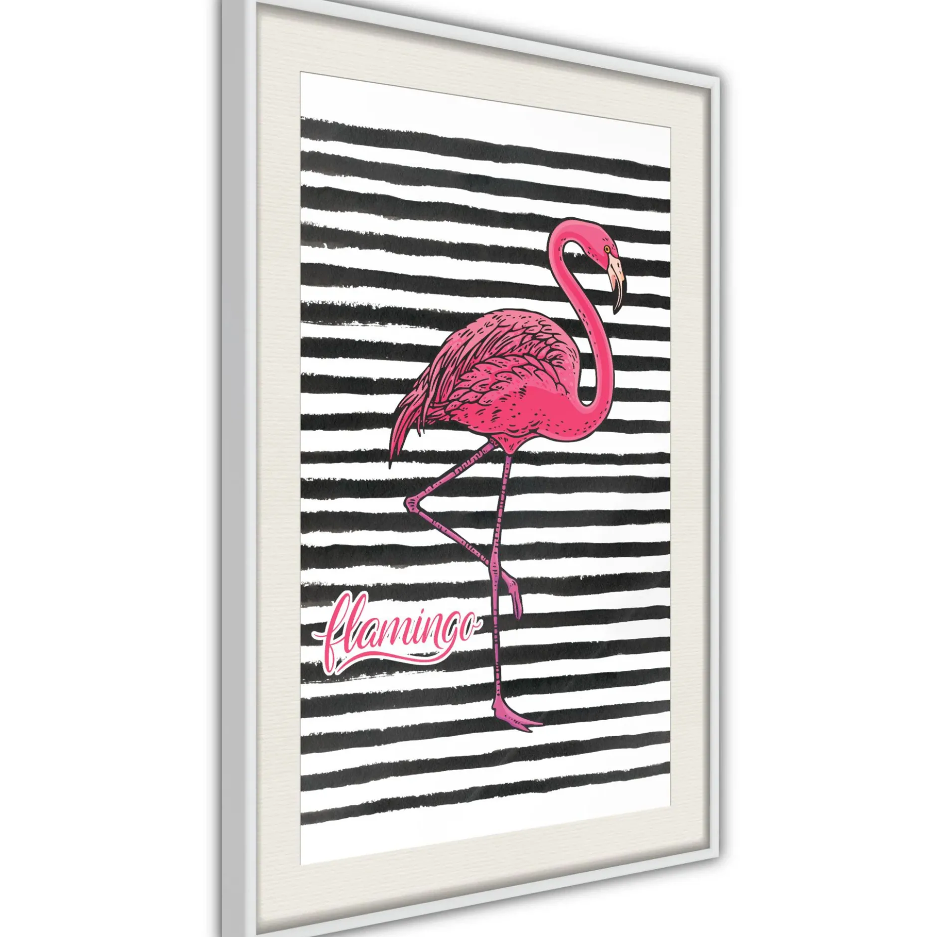 Poster 'Black Stripes and Flamingo'