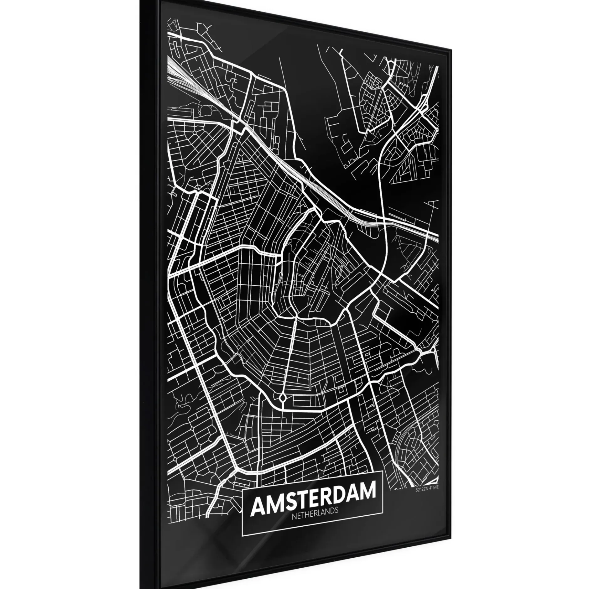 Poster 'City Map: Amsterdam (Dark)'