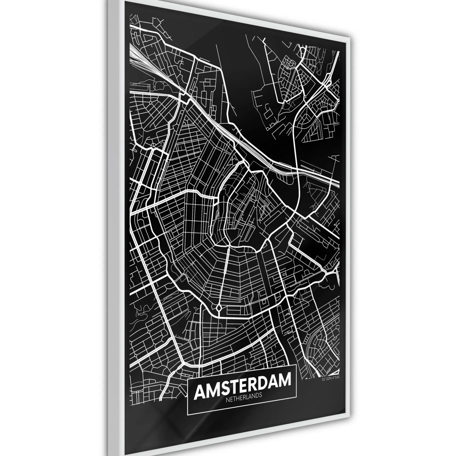 Poster 'City Map: Amsterdam (Dark)'