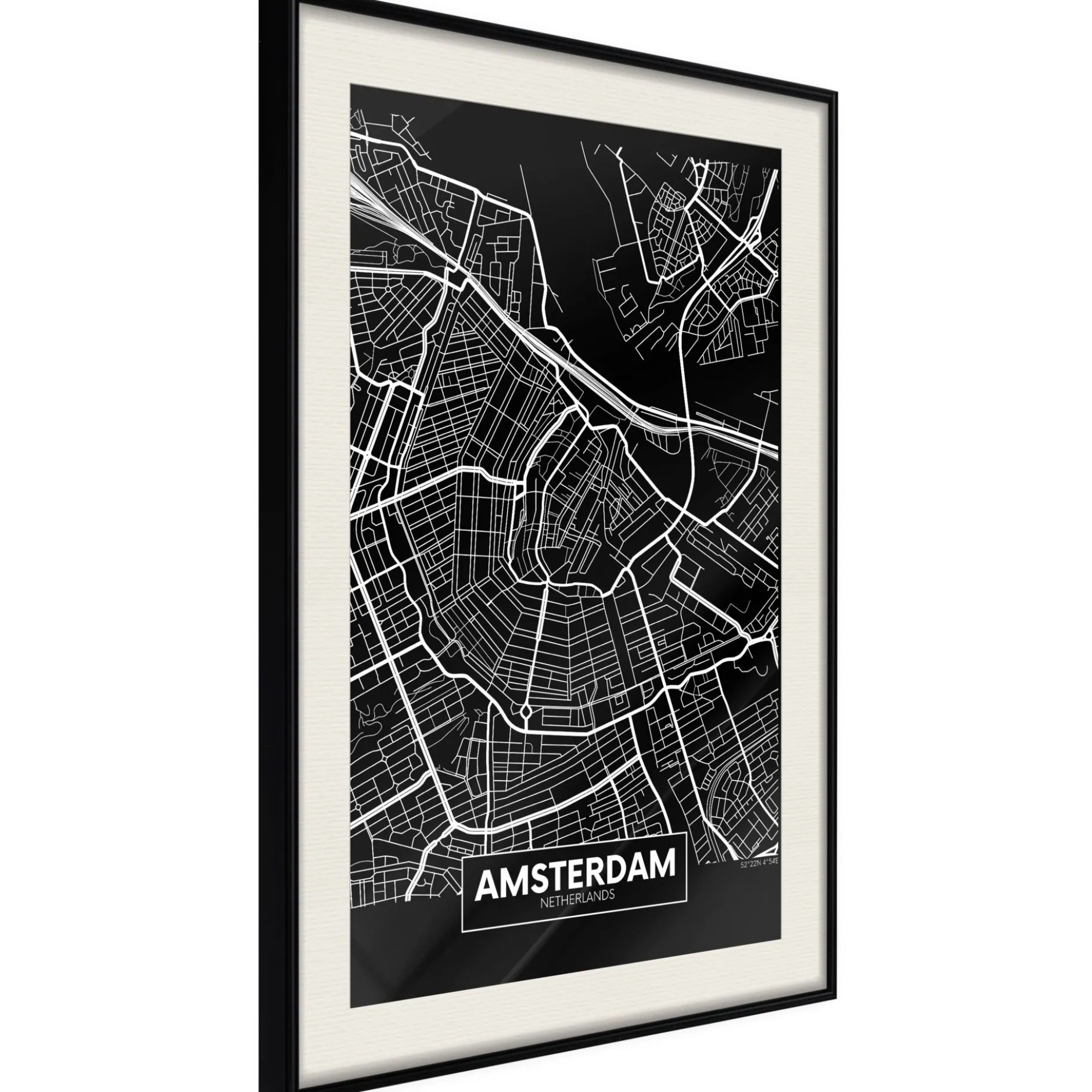 Poster 'City Map: Amsterdam (Dark)'