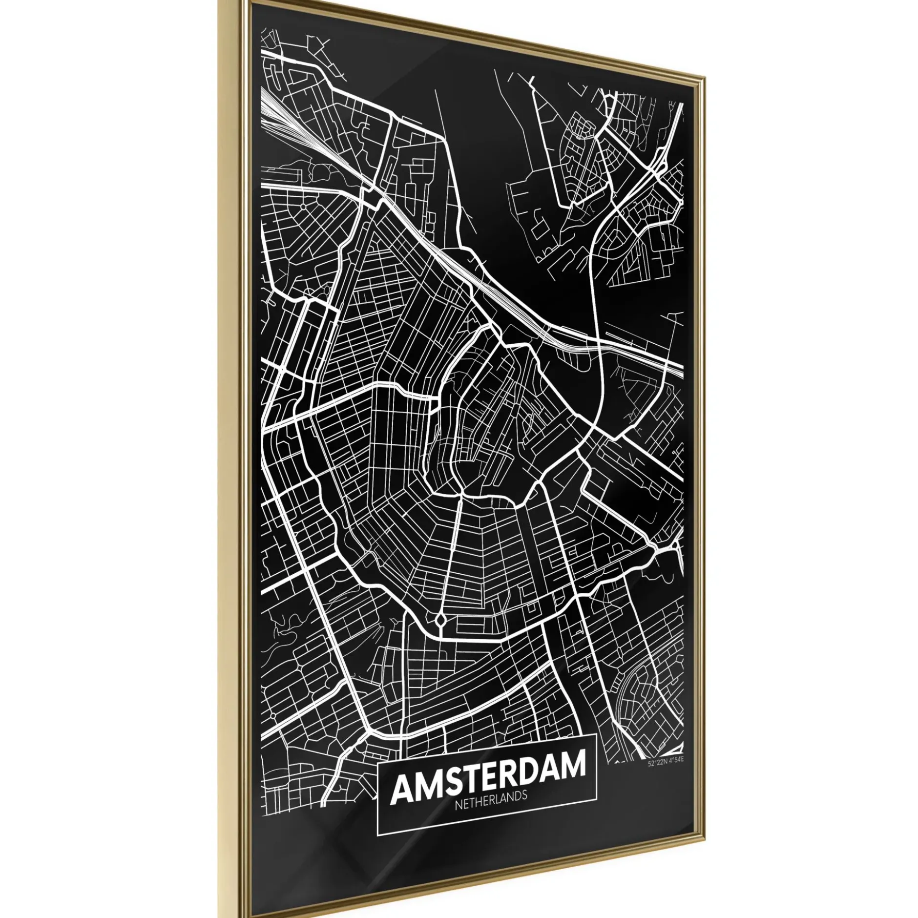 Poster 'City Map: Amsterdam (Dark)'