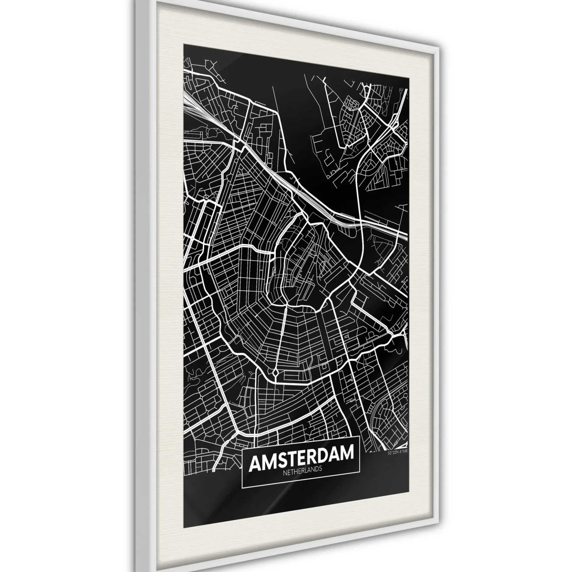 Poster 'City Map: Amsterdam (Dark)'