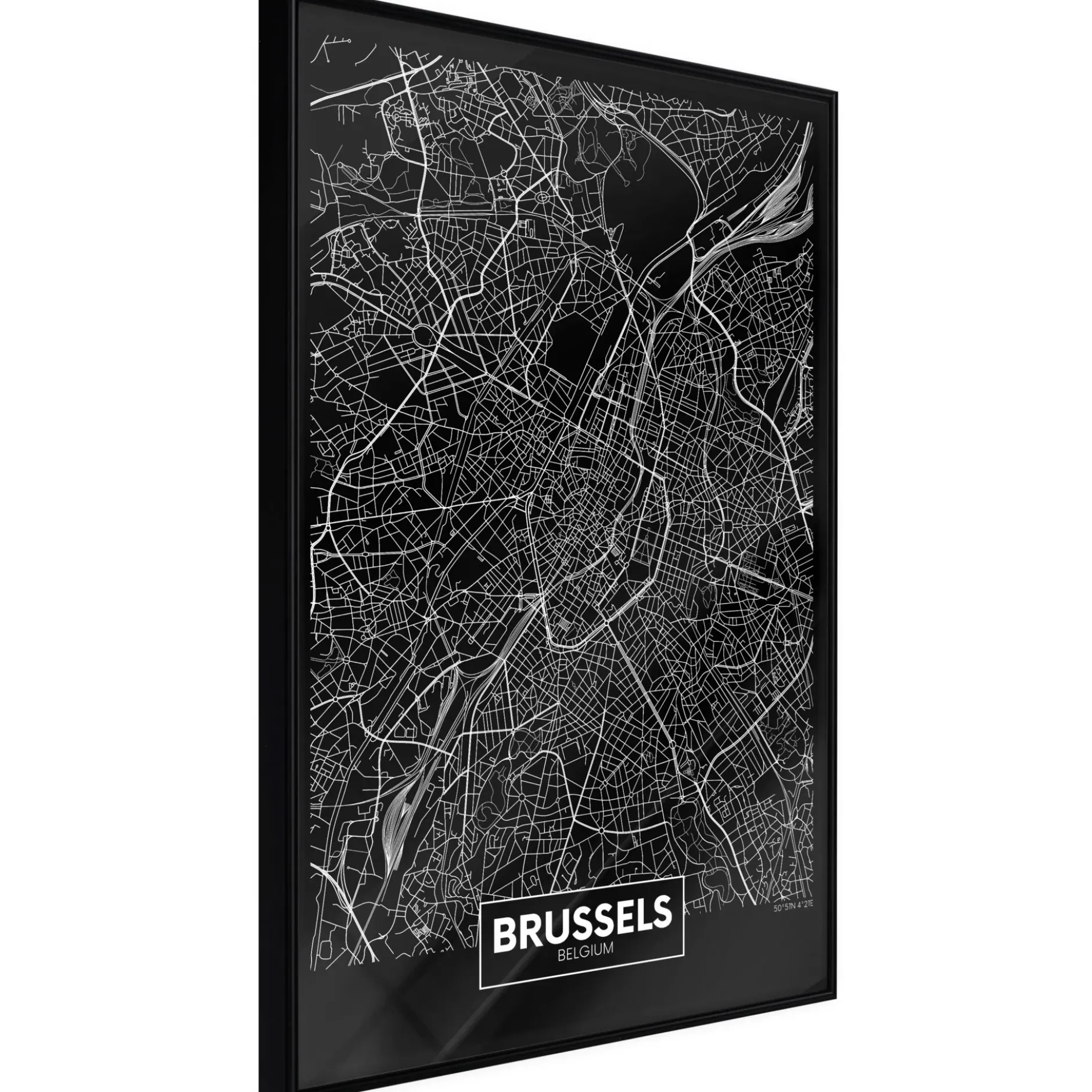 Poster 'City Map: Brussels (Dark)'