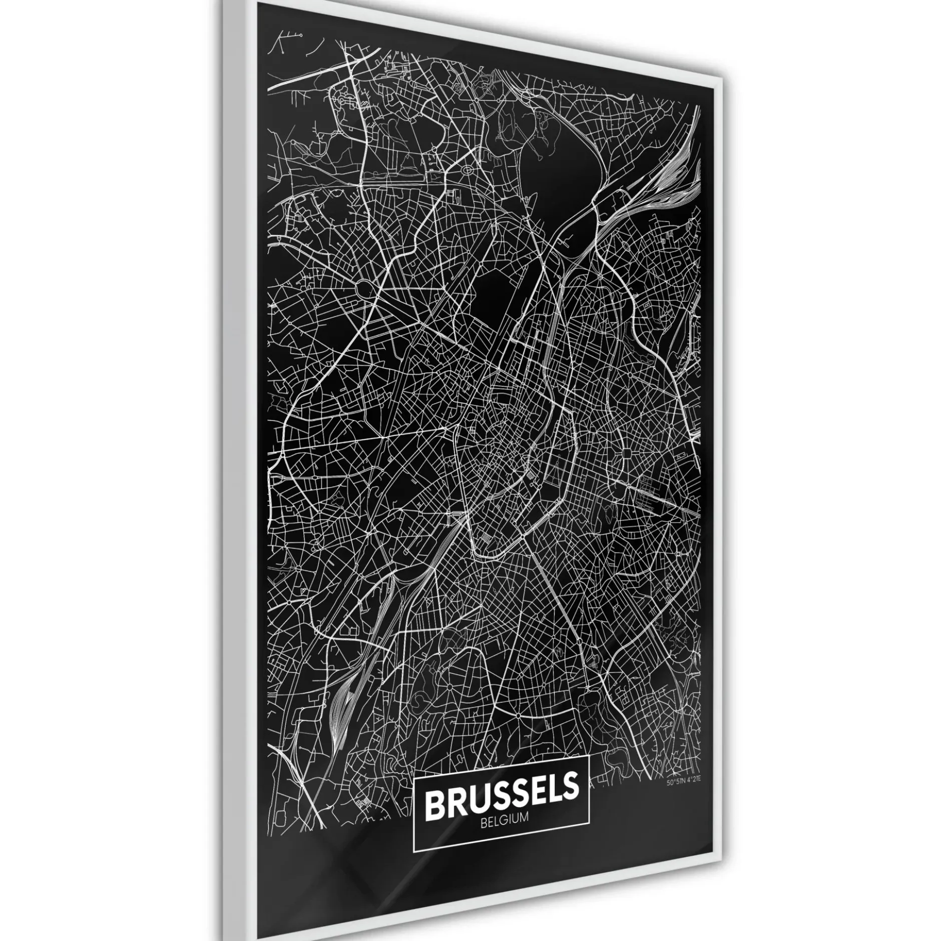 Poster 'City Map: Brussels (Dark)'