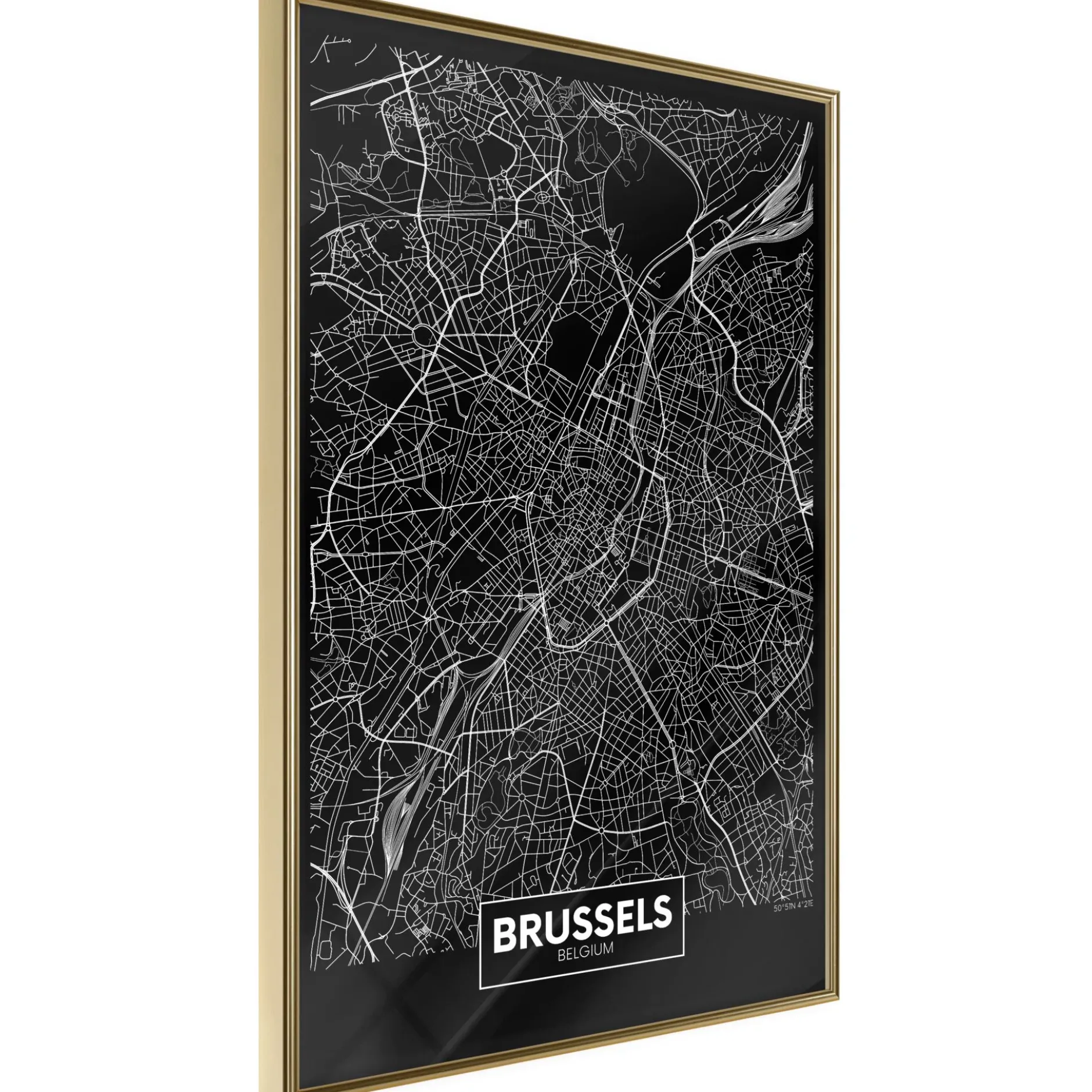 Poster 'City Map: Brussels (Dark)'