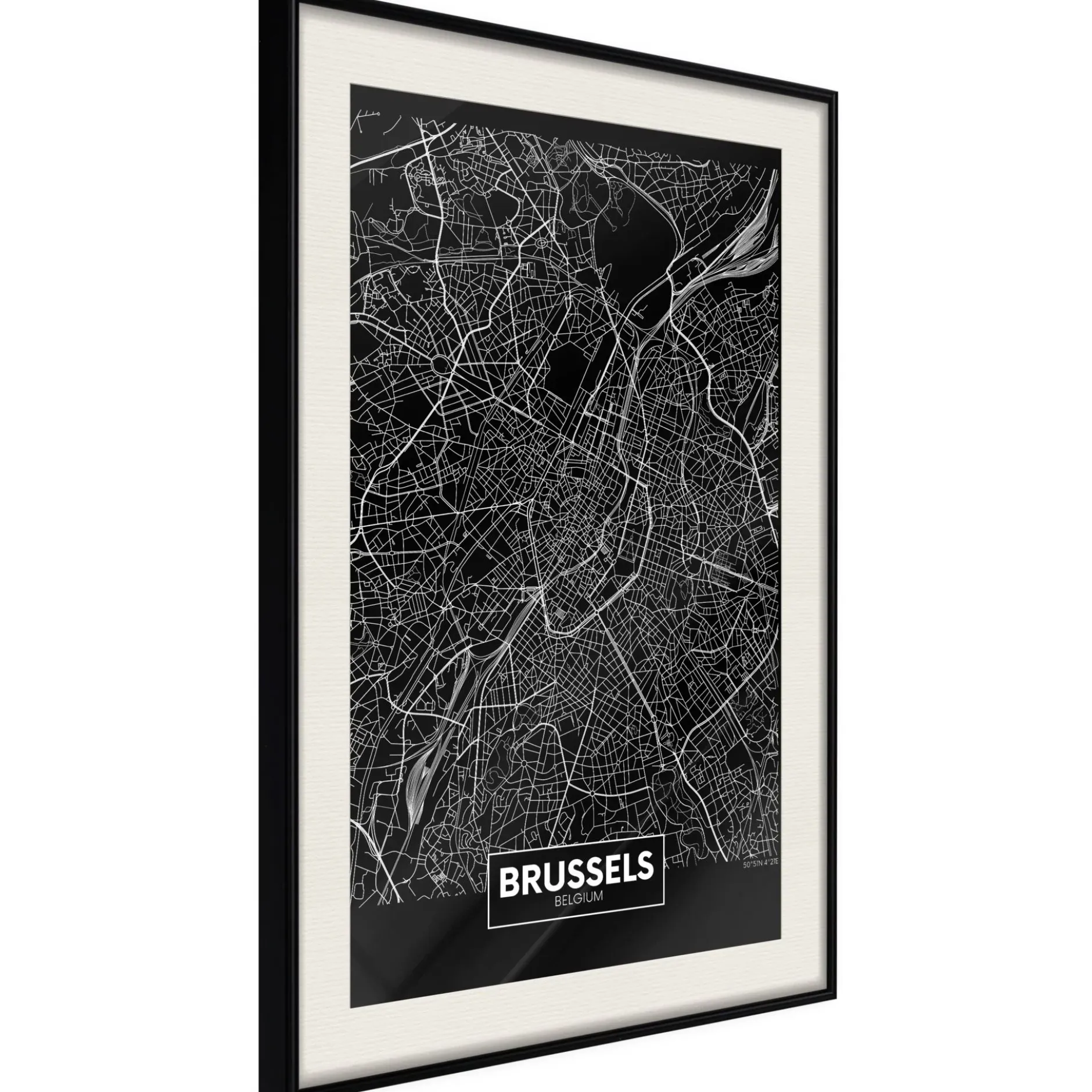 Poster 'City Map: Brussels (Dark)'