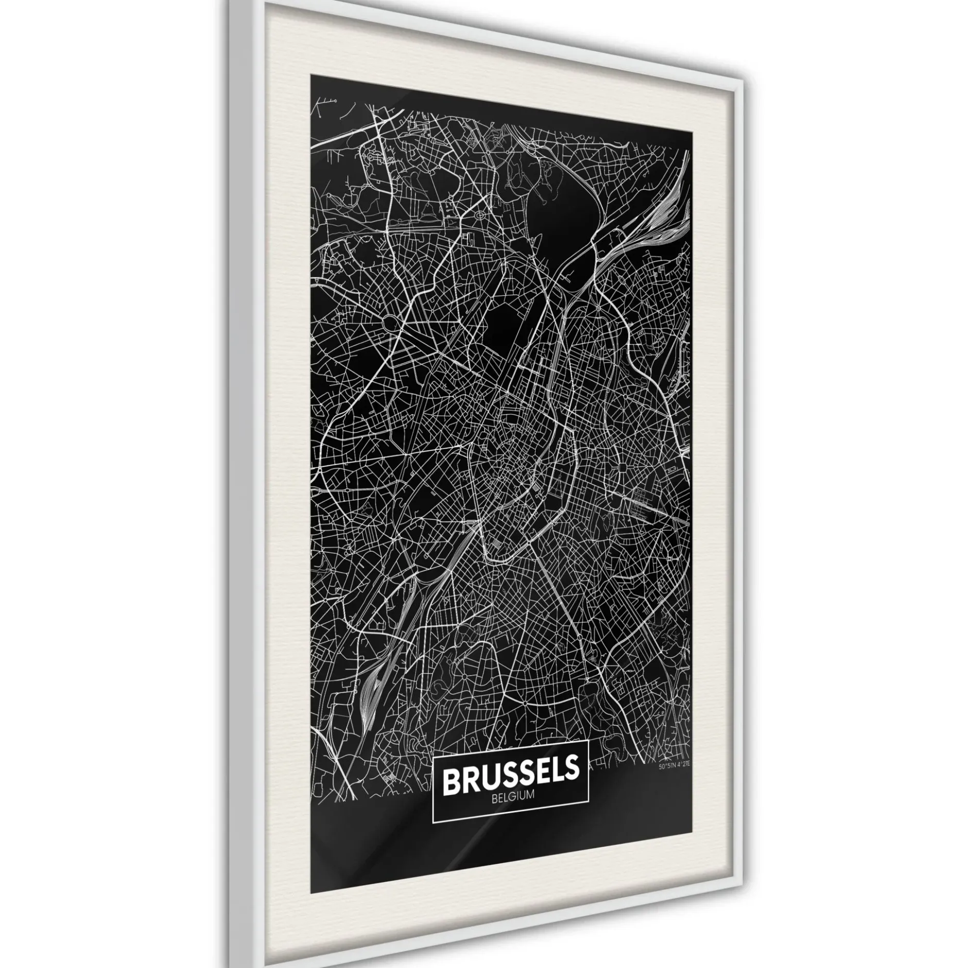 Poster 'City Map: Brussels (Dark)'