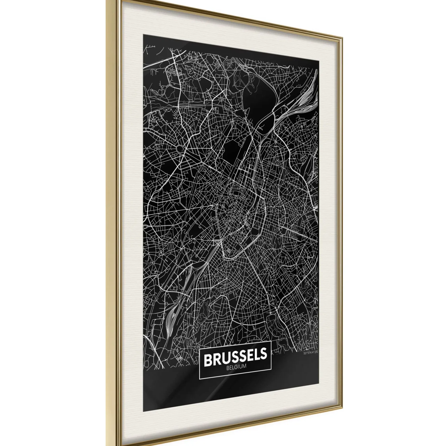 Poster 'City Map: Brussels (Dark)'