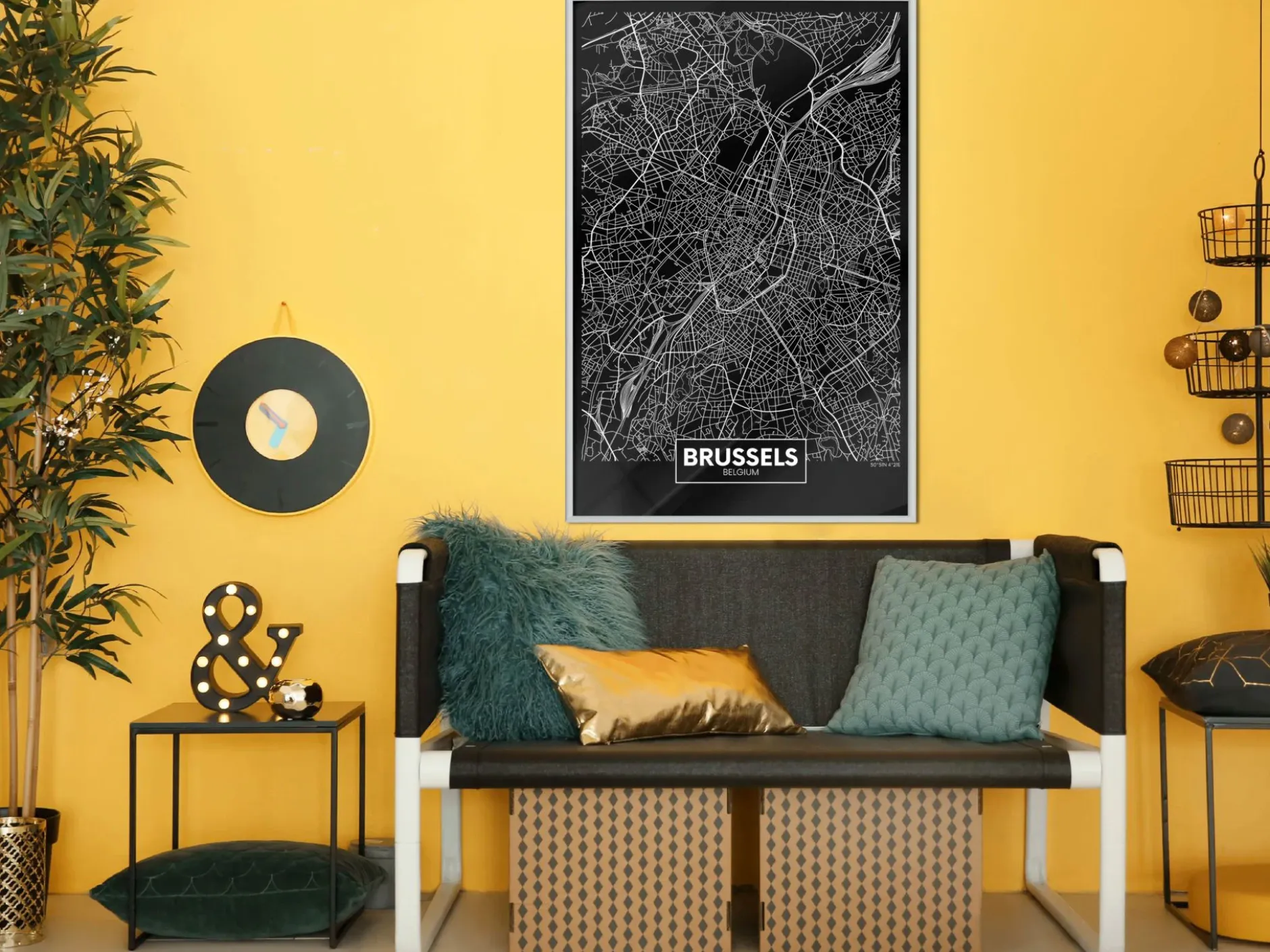 Poster 'City Map: Brussels (Dark)'