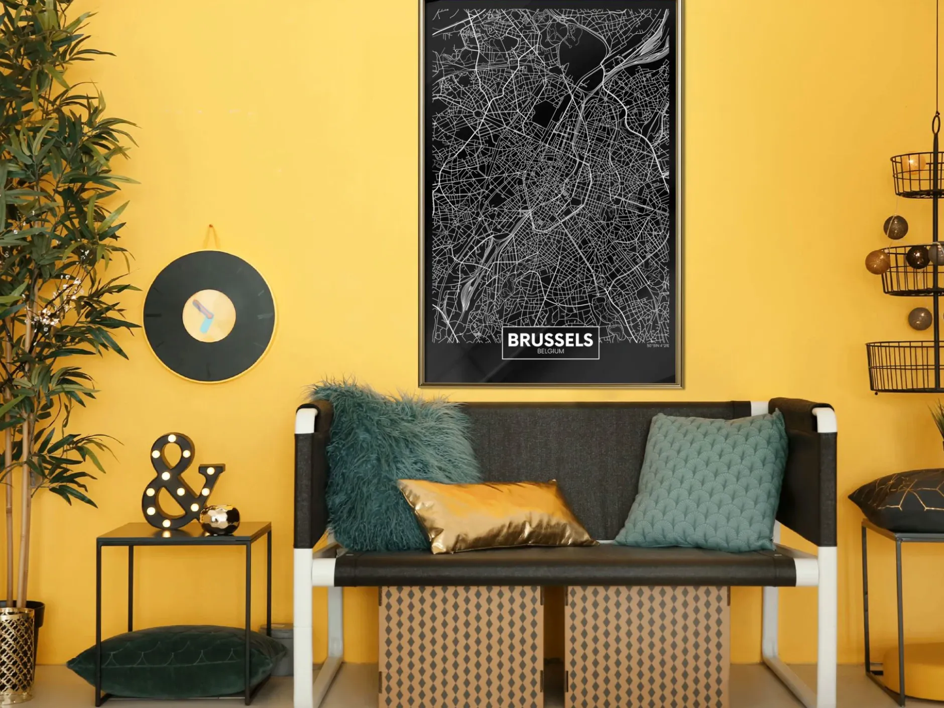 Poster 'City Map: Brussels (Dark)'