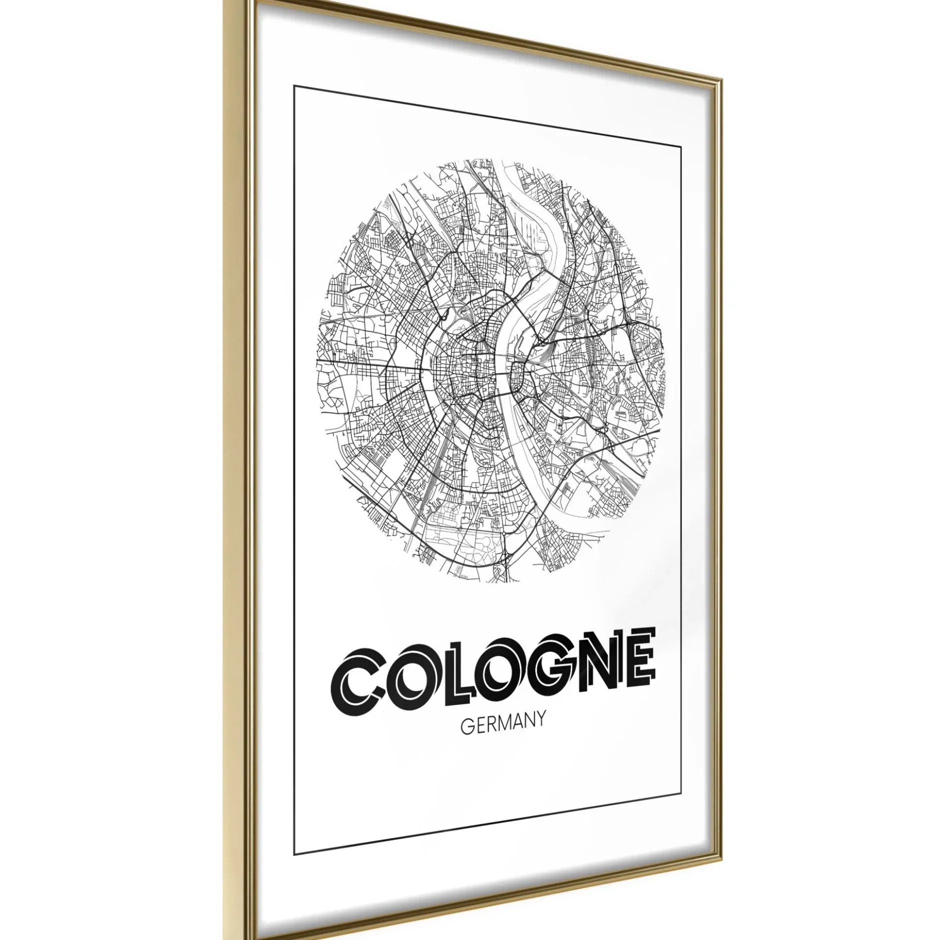 Poster 'City Map: Cologne (Round)'