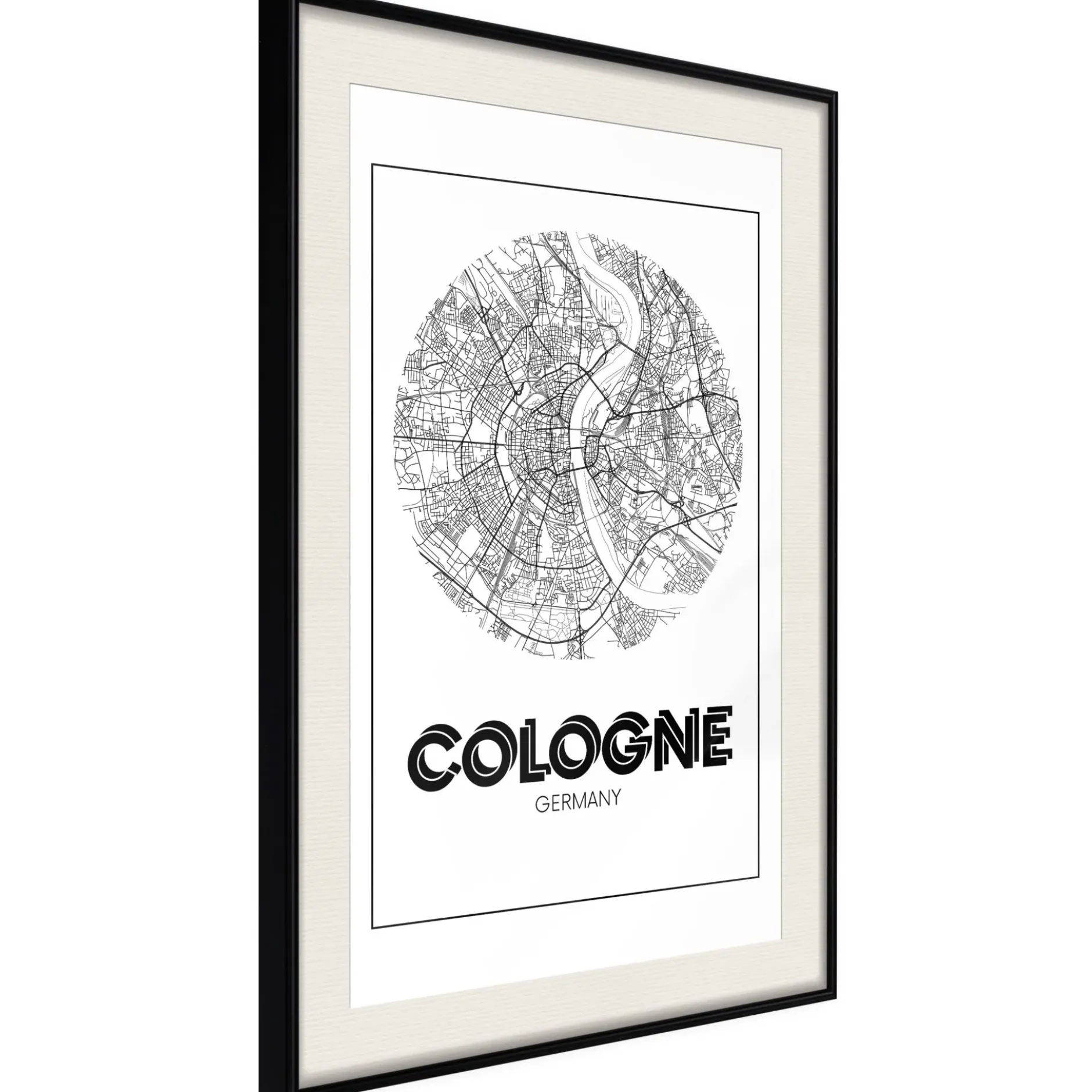 Poster 'City Map: Cologne (Round)'