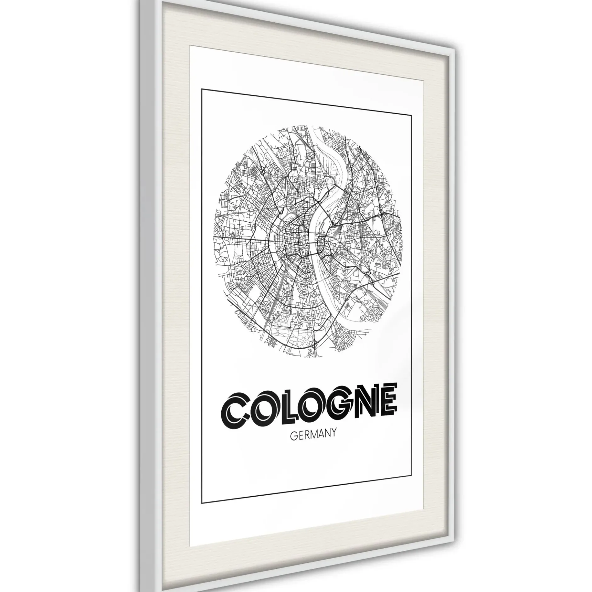 Poster 'City Map: Cologne (Round)'
