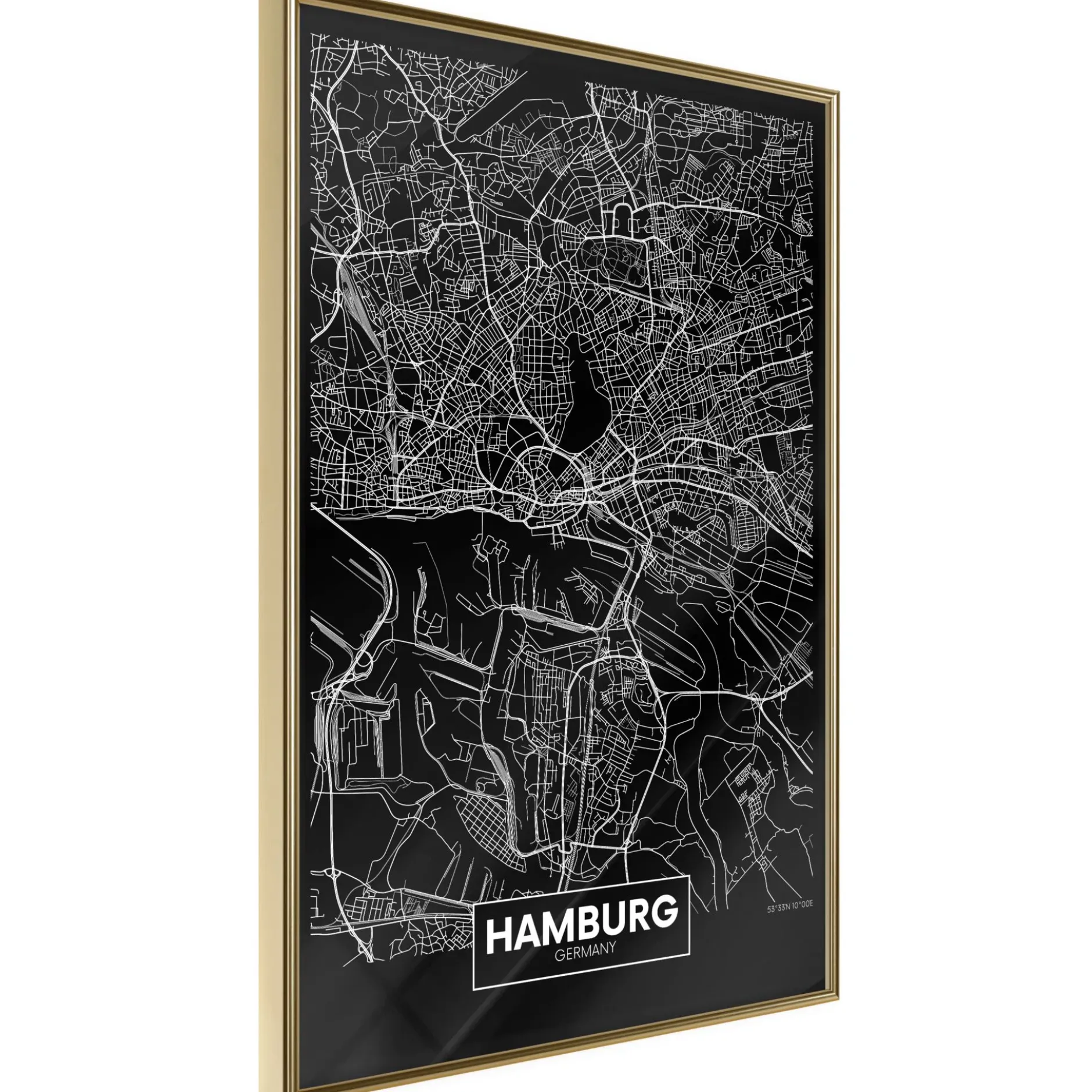 Poster 'City Map: Hamburg (Dark)'