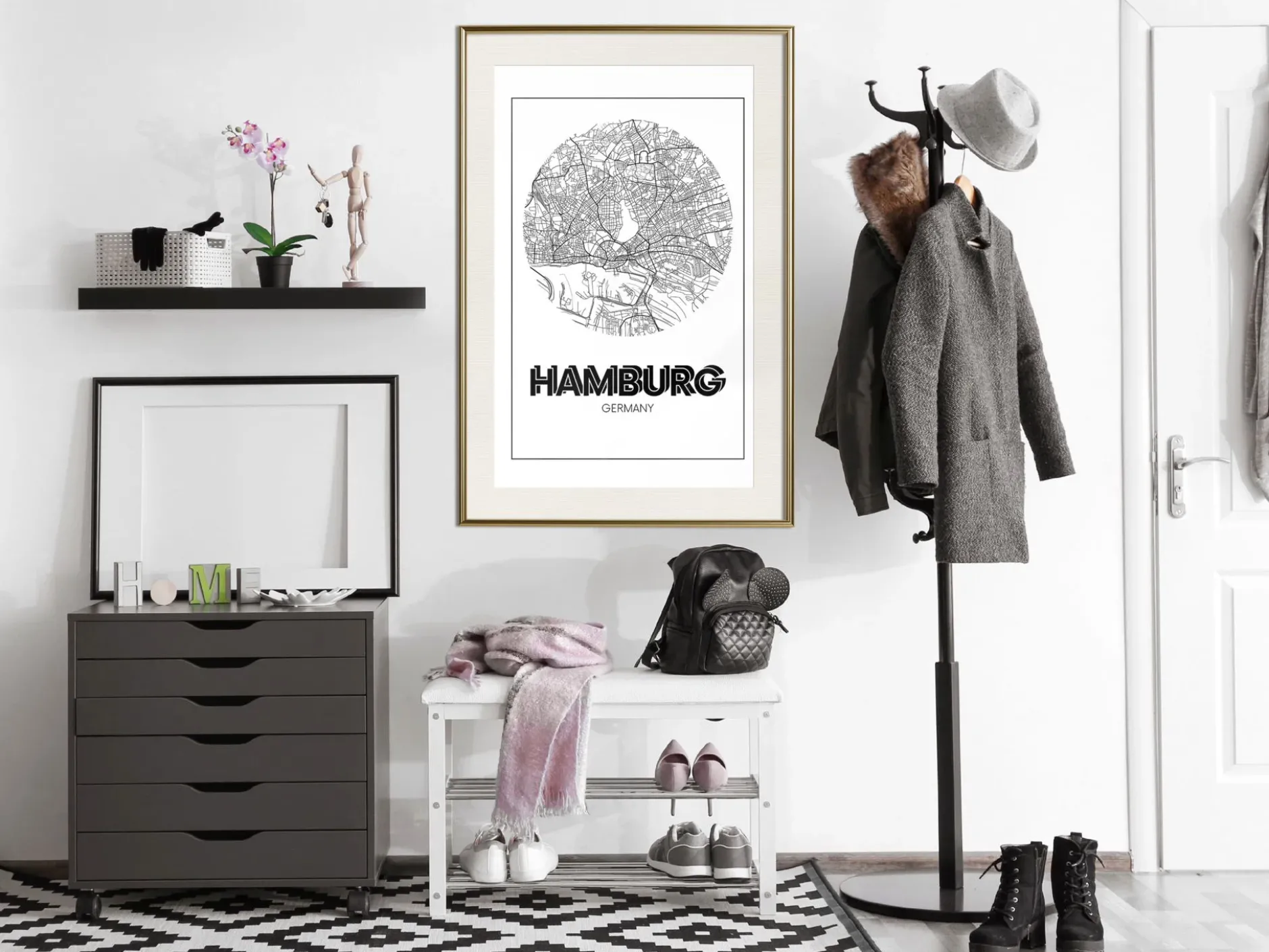 Poster 'City Map: Hamburg (Round)'