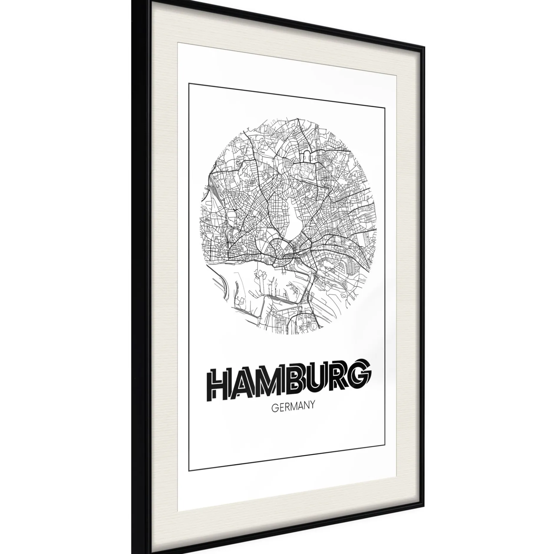 Poster 'City Map: Hamburg (Round)'
