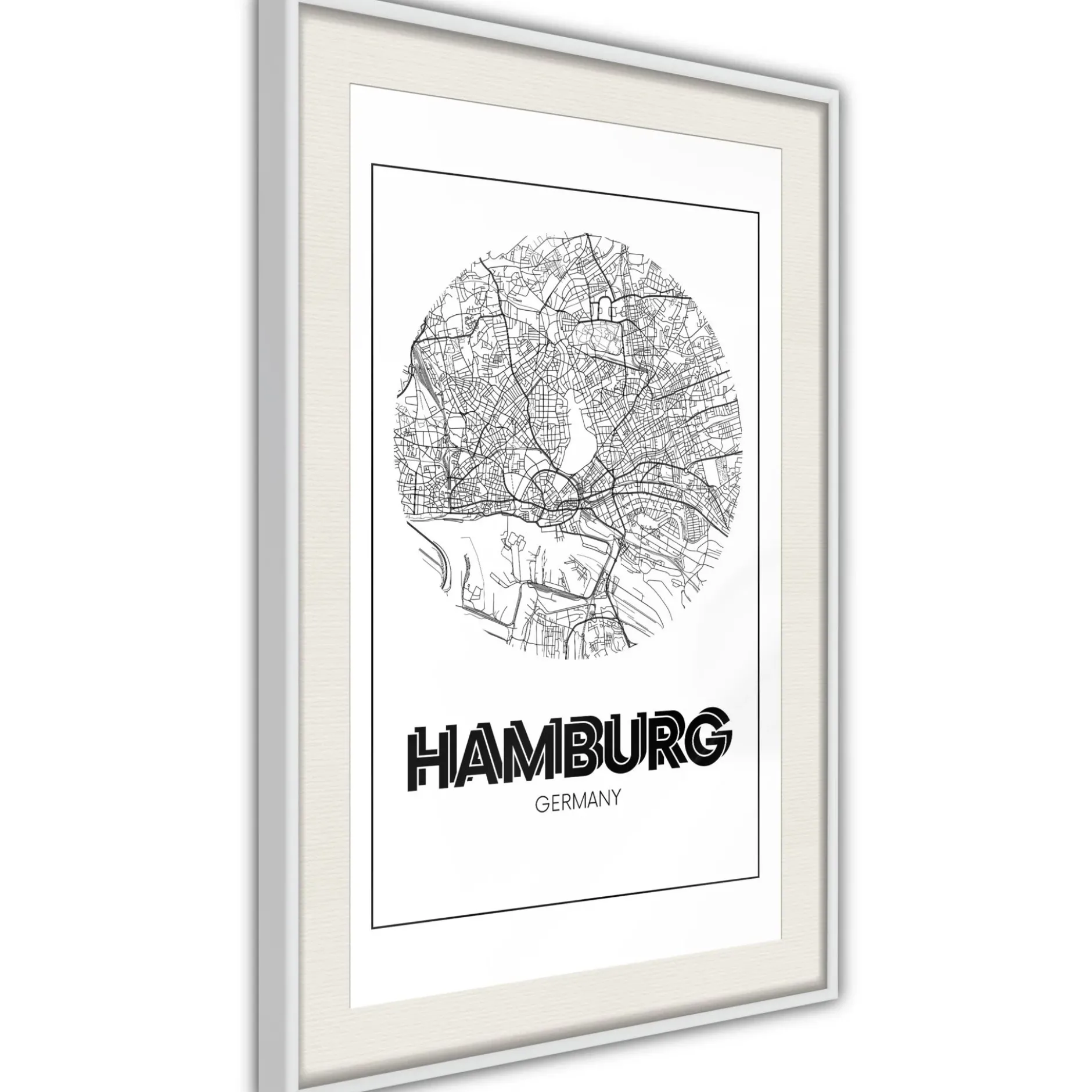 Poster 'City Map: Hamburg (Round)'