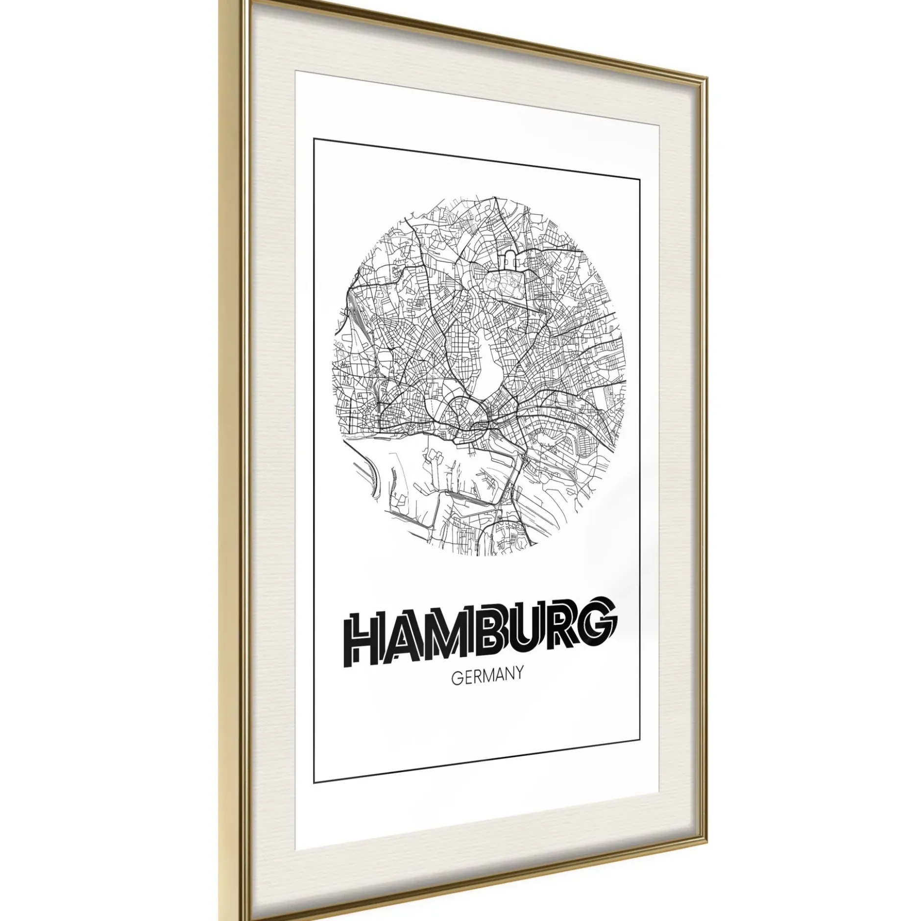 Poster 'City Map: Hamburg (Round)'