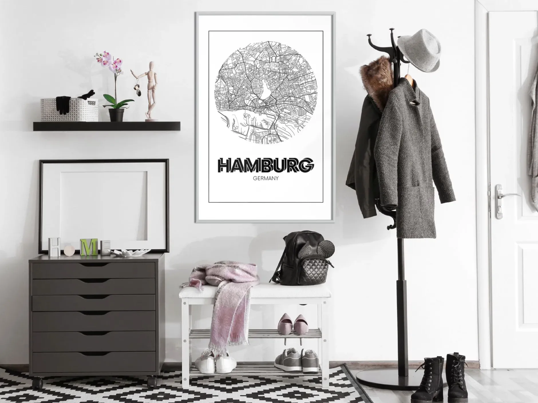 Poster 'City Map: Hamburg (Round)'