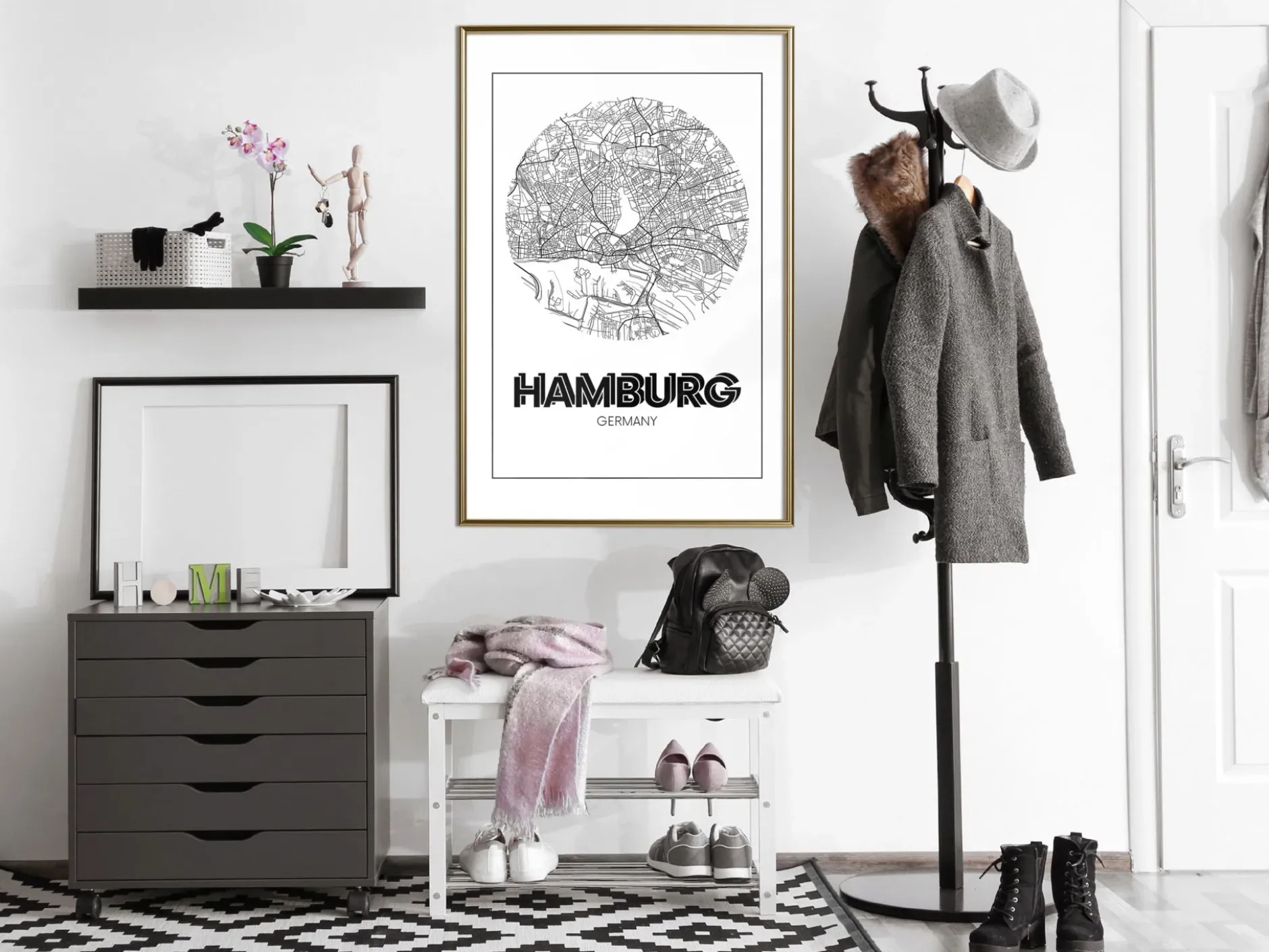 Poster 'City Map: Hamburg (Round)'