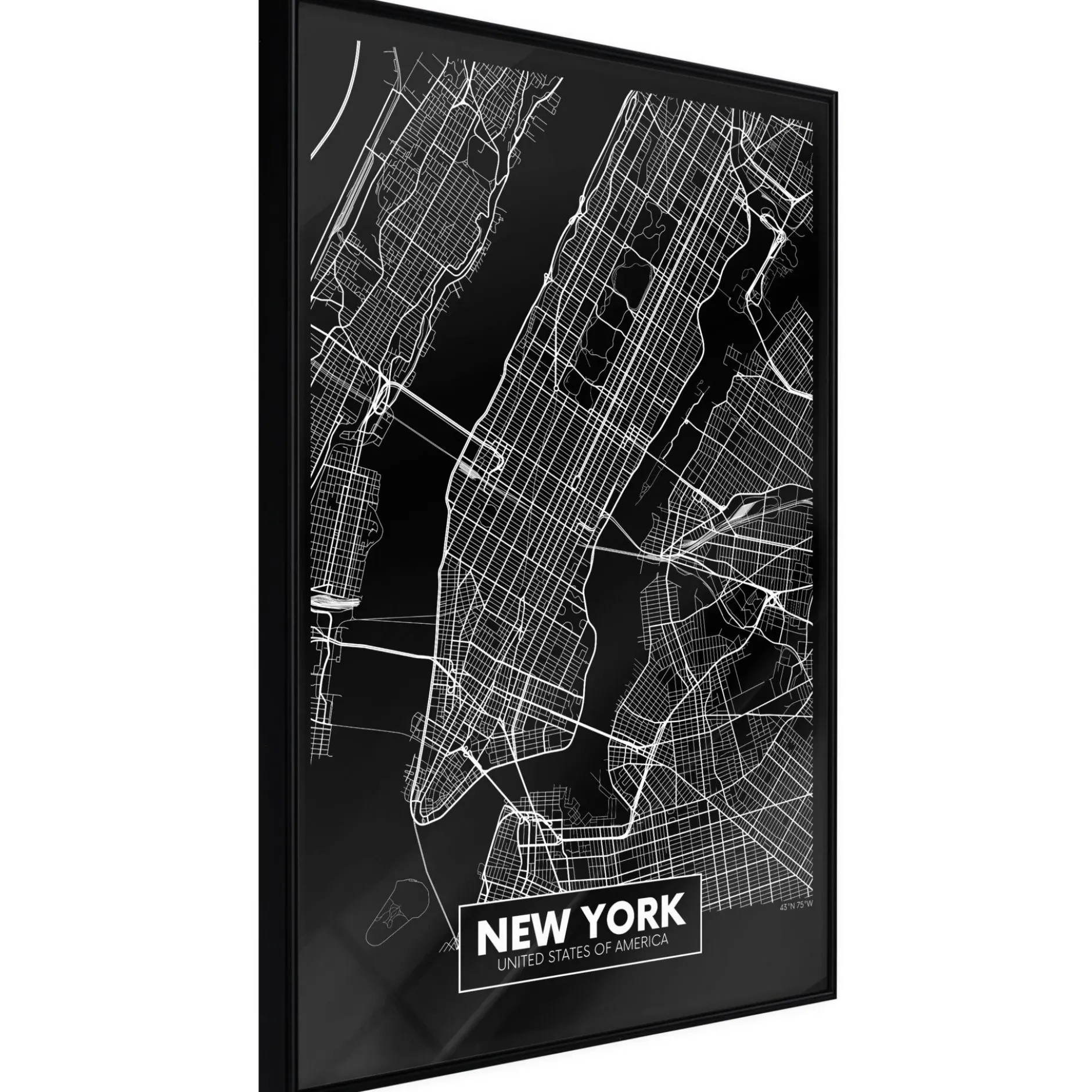 Poster 'City Map: New York (Dark)'