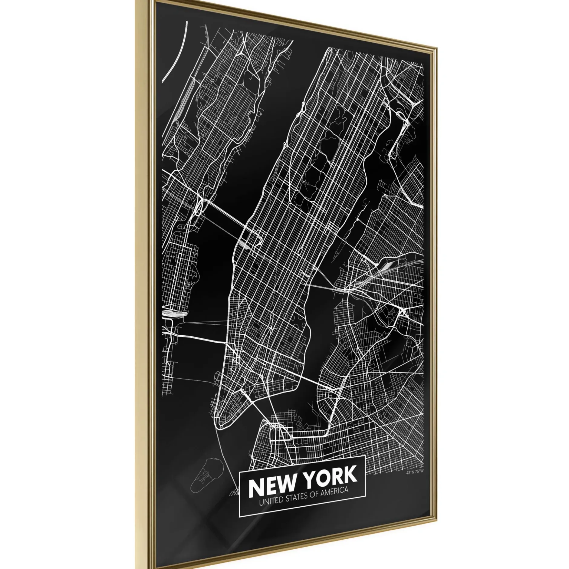 Poster 'City Map: New York (Dark)'