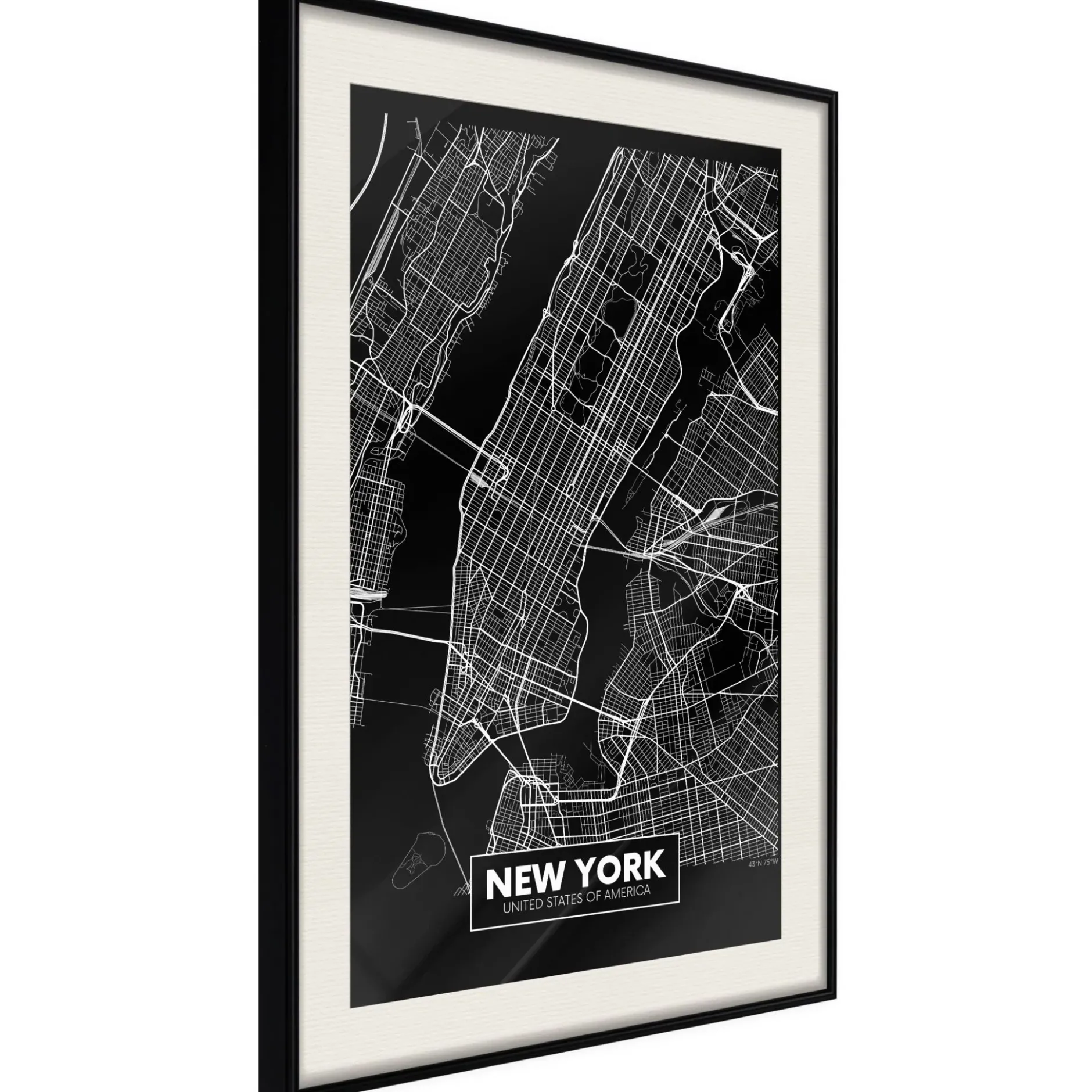 Poster 'City Map: New York (Dark)'