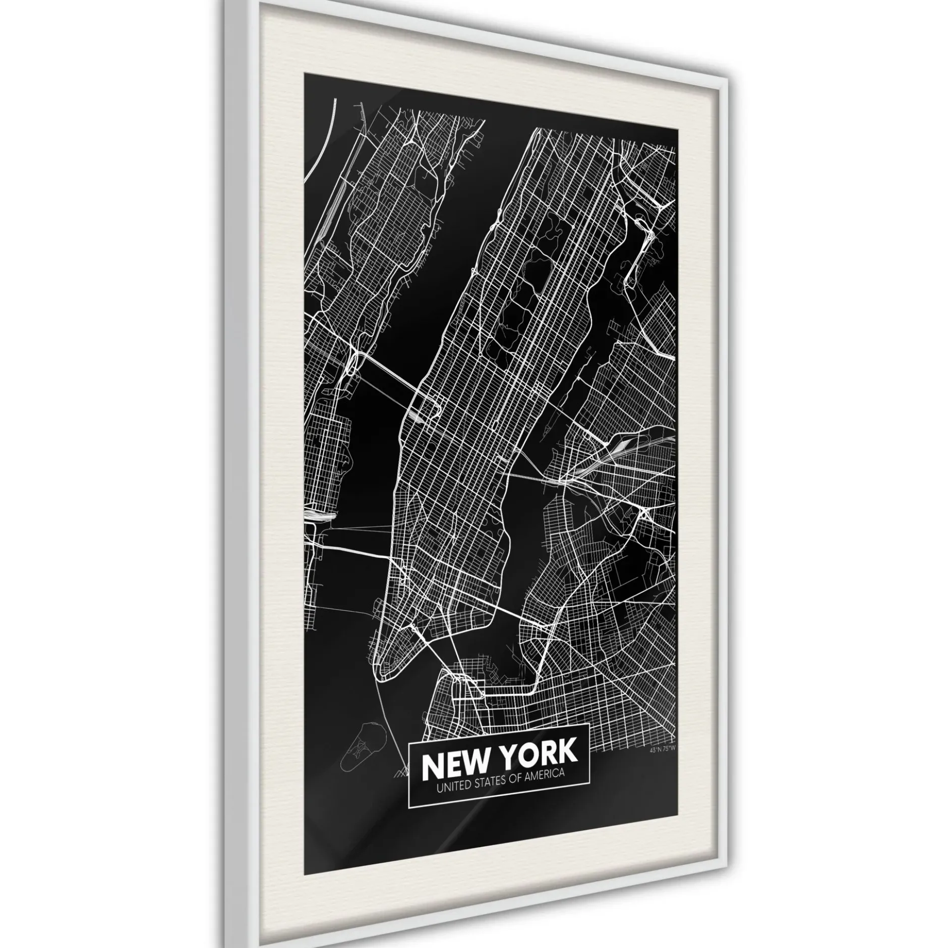 Poster 'City Map: New York (Dark)'
