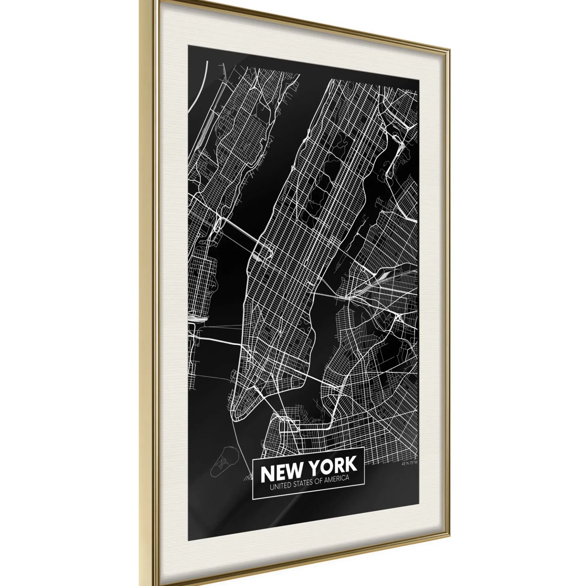 Poster 'City Map: New York (Dark)'
