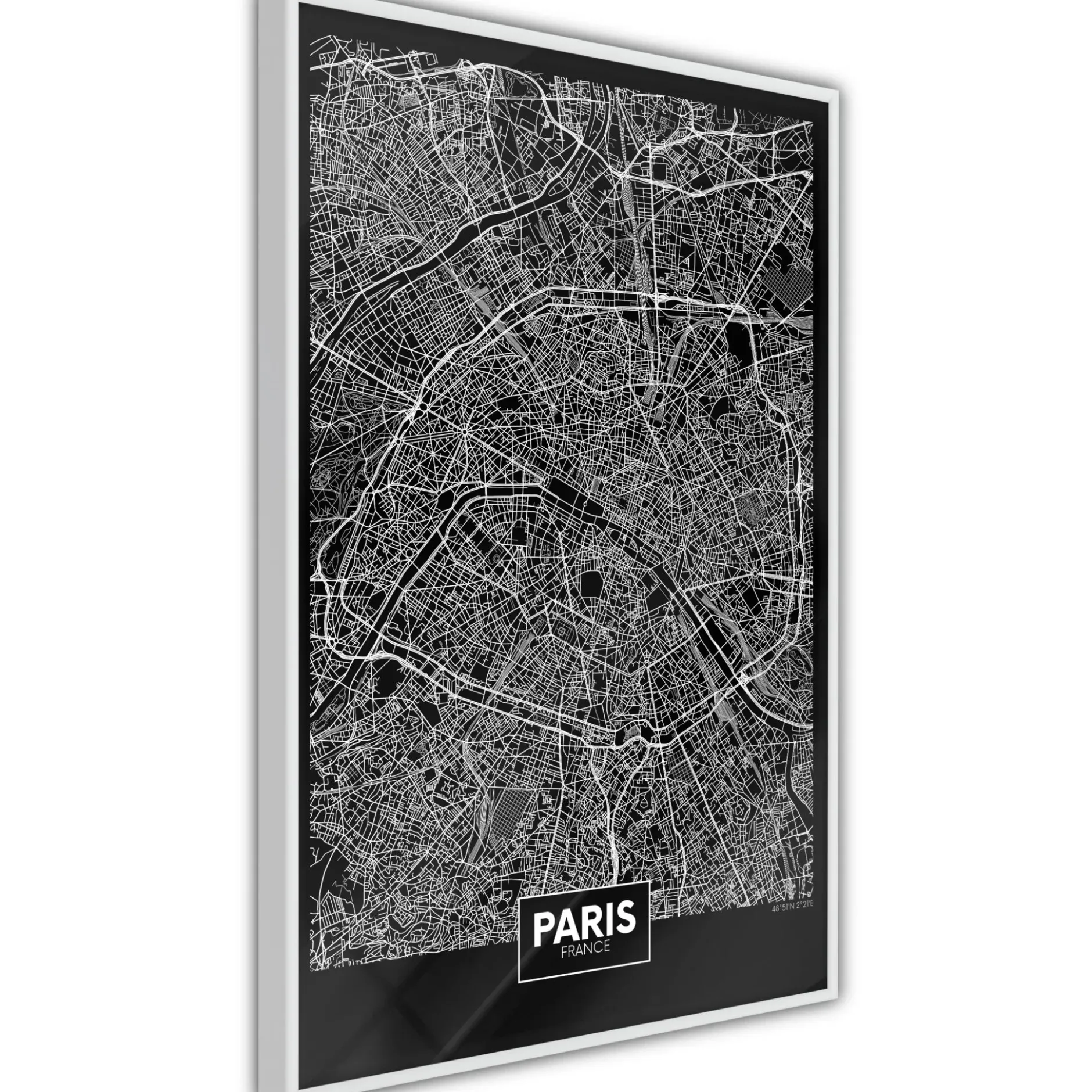Poster 'City Map: Paris (Dark)'