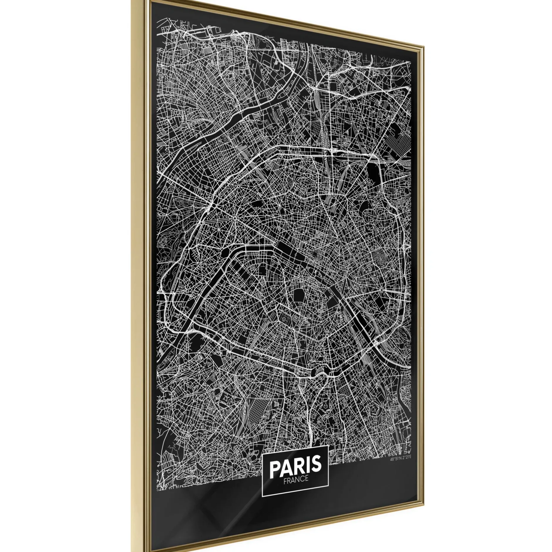 Poster 'City Map: Paris (Dark)'
