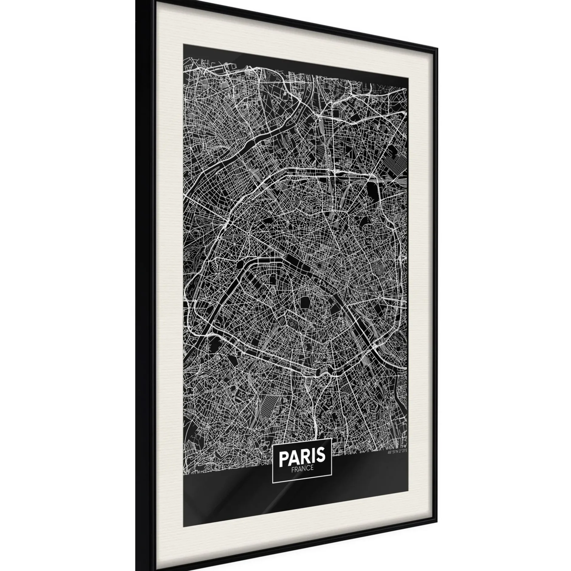Poster 'City Map: Paris (Dark)'