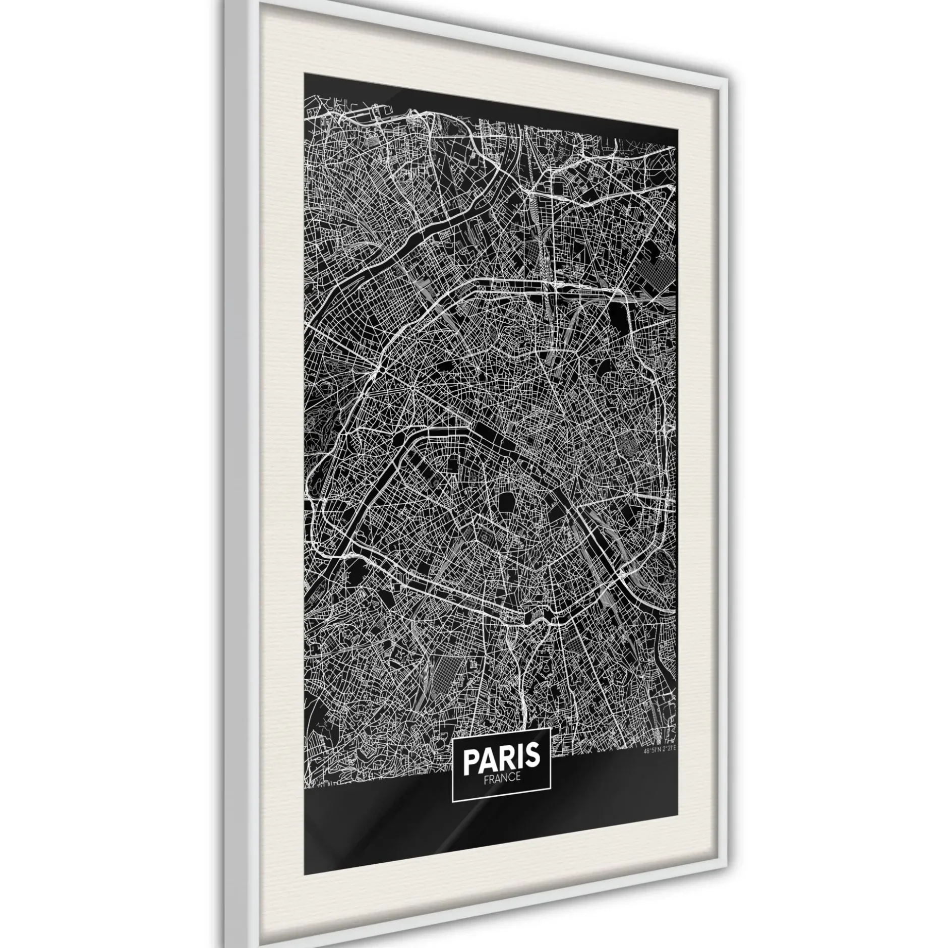 Poster 'City Map: Paris (Dark)'