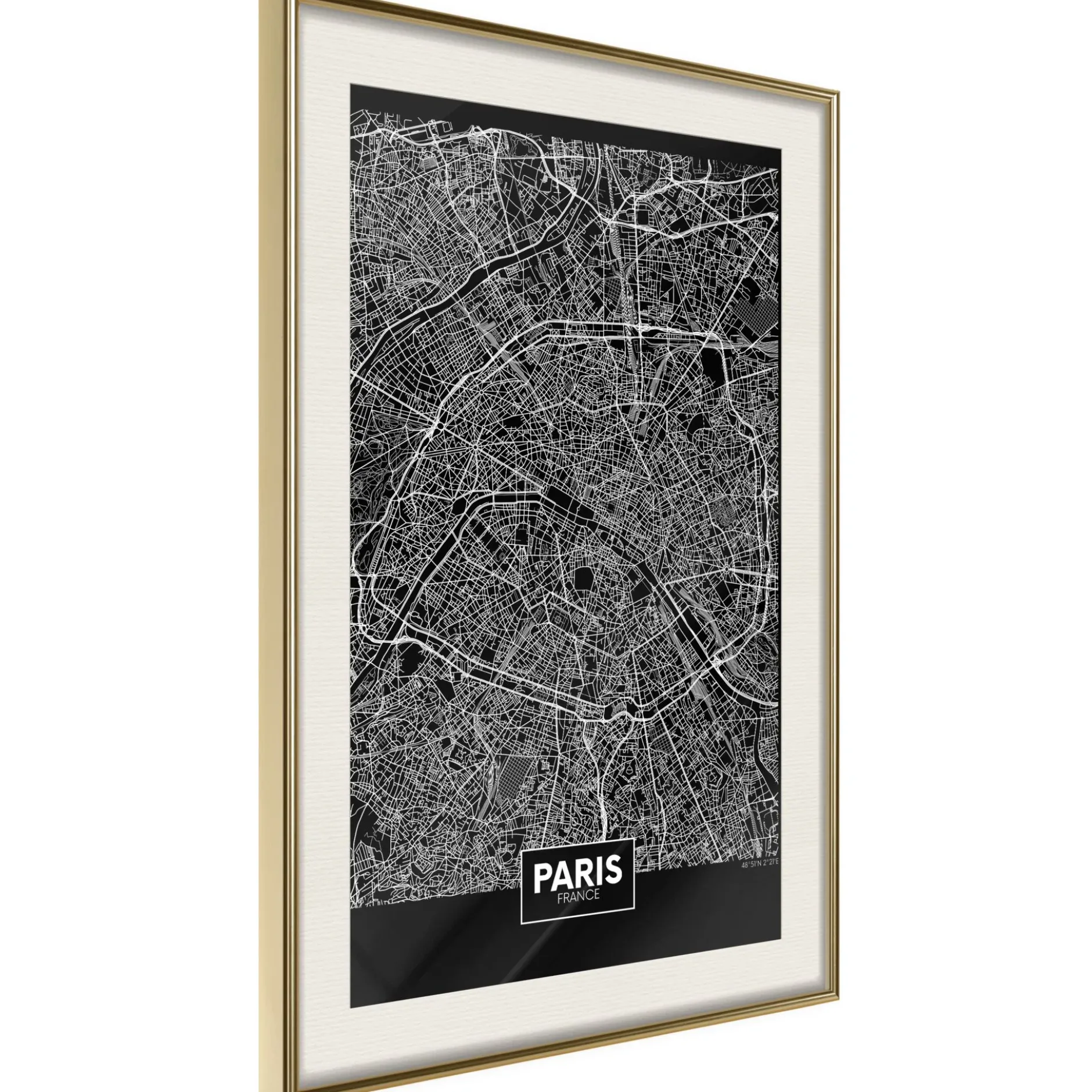 Poster 'City Map: Paris (Dark)'