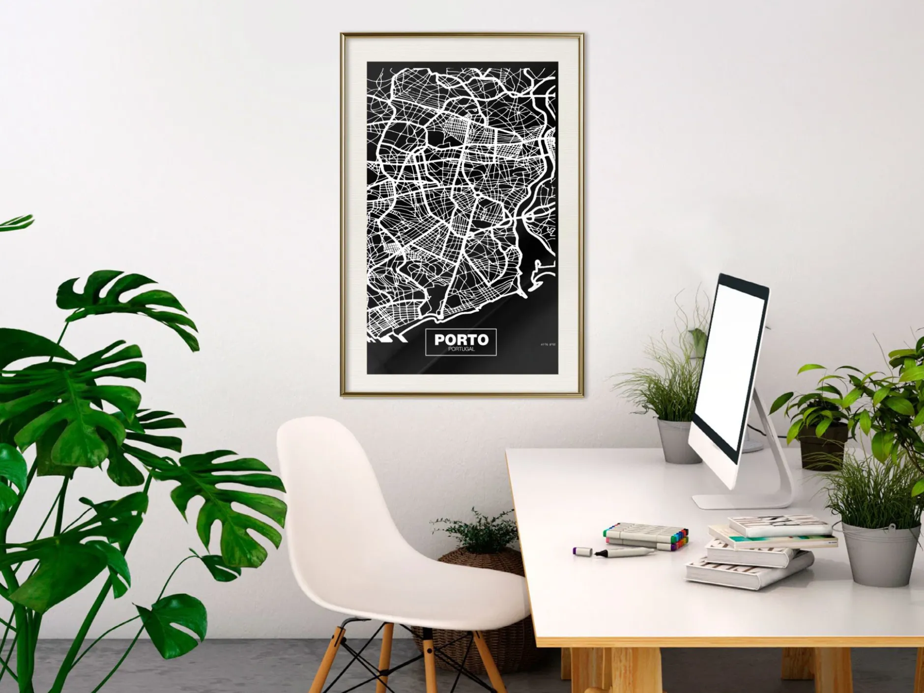 Poster 'City Map: Porto (Dark)'