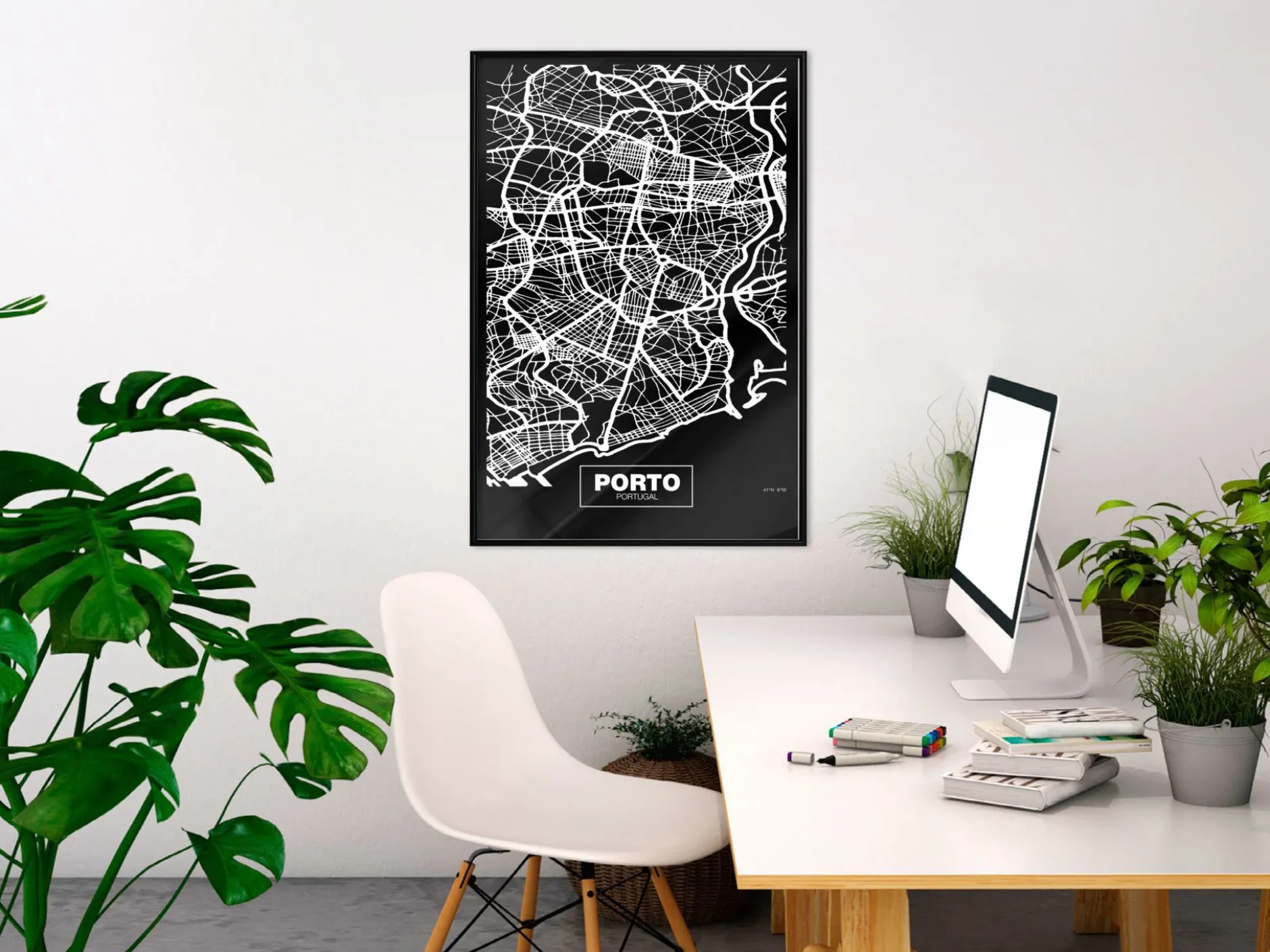 Poster 'City Map: Porto (Dark)'