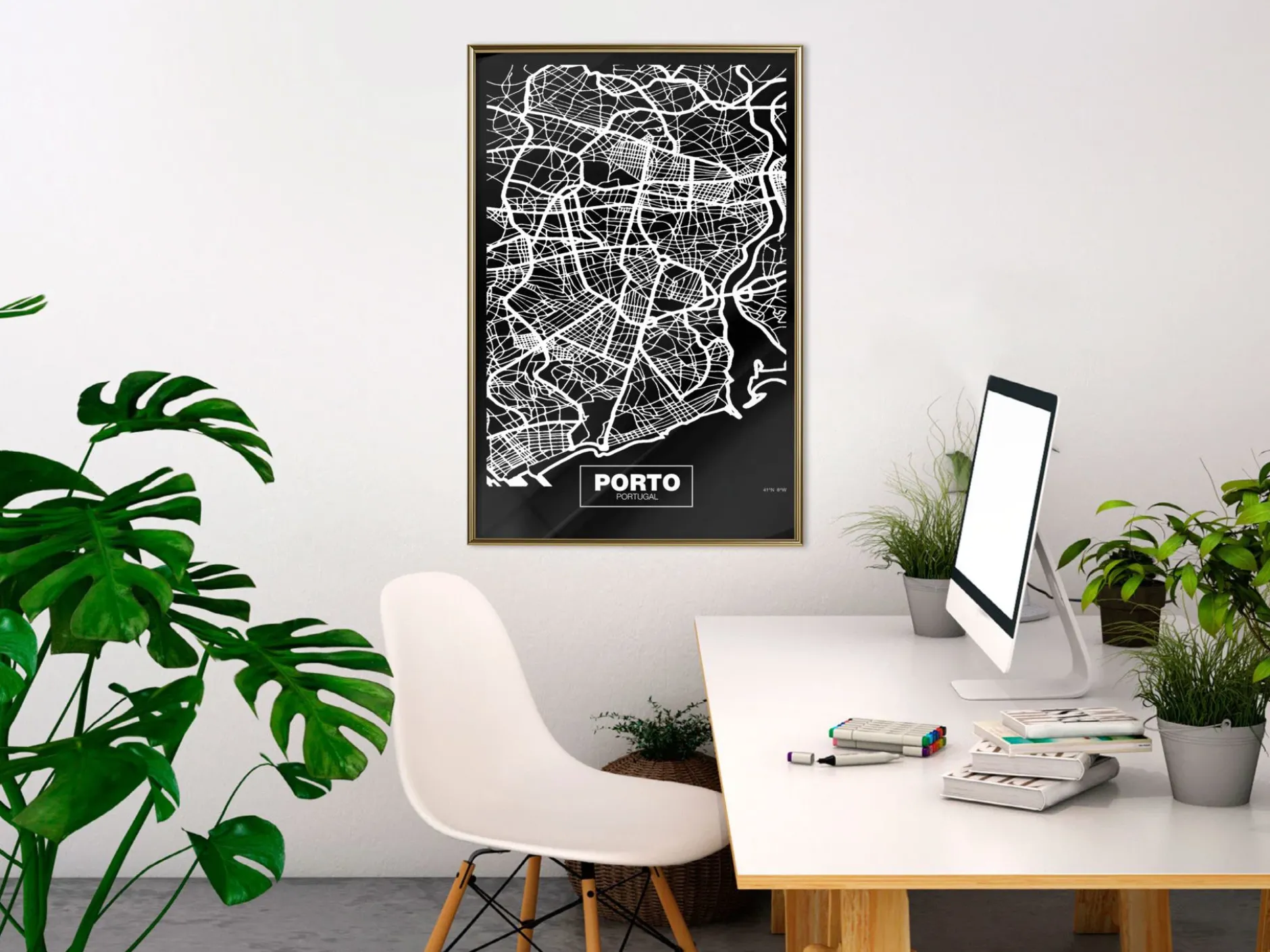 Poster 'City Map: Porto (Dark)'
