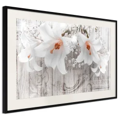 Poster 'Lilies on Wood'